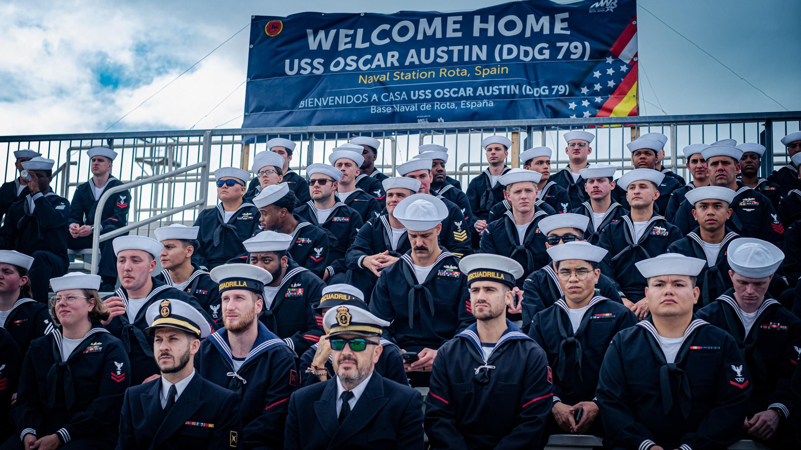 Acto de bienvenida a la Base de Rota a marines de EEUU
