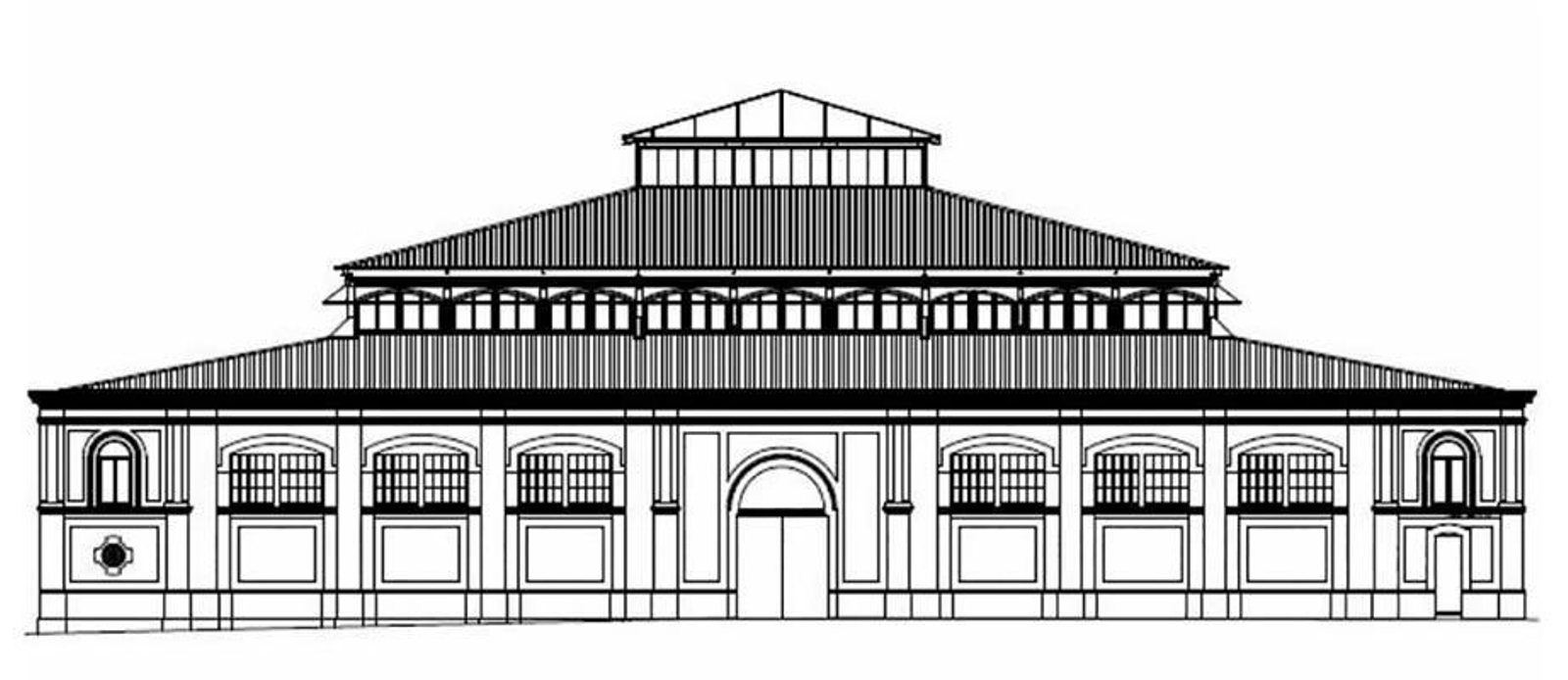 Fachada principal del Cuartel del Paseo Santa Fe, que sirvió de prisión de emergencia durante el proceso de ocupación de la ciudad por los sediciosos (imagen procedente del expediente de catalogación como Bien de Interés Cultural, Ayuntamiento de Huelva).