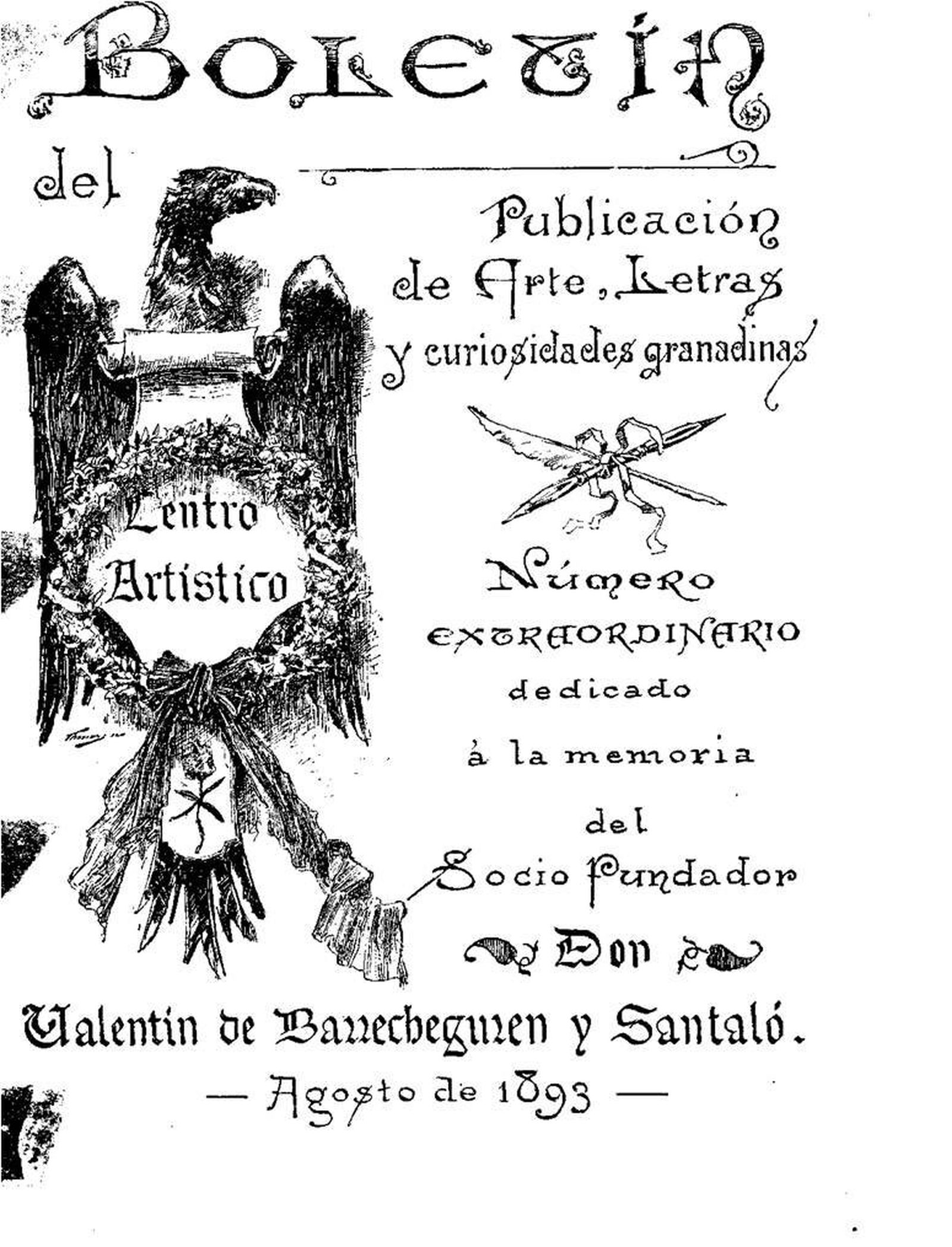 Portada del Boletín extraordinario. 1893.