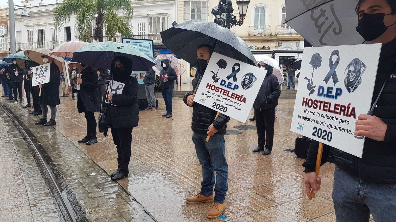 Protestas de empresarios y autónomos en San Fernando en la que se reclamaba ayudas directas.