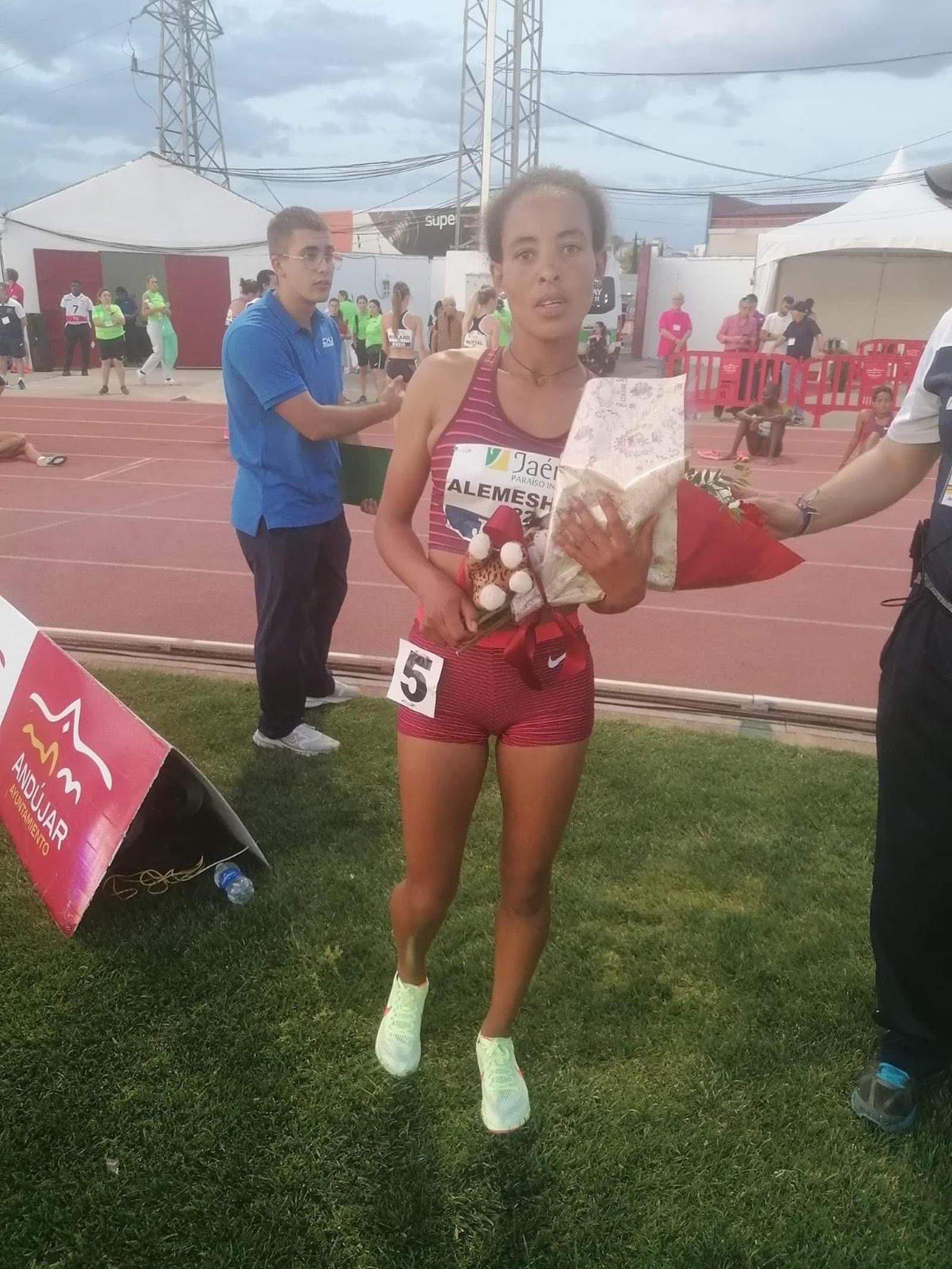 Mekedes Alemeshete, tras vencer en el Meeting Jaén Paraíso Interior 2023.
