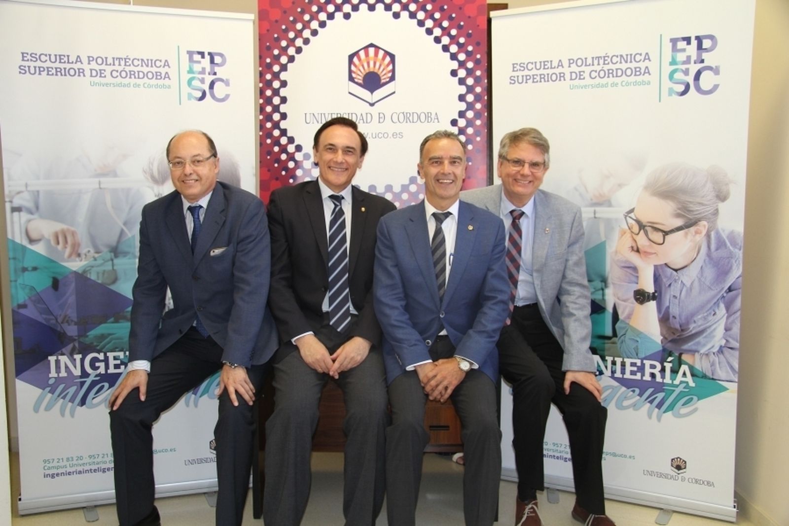 Antonio Cubero, el rector, Juan Jesús Luna Rodríguez y Lorenzo Salas.