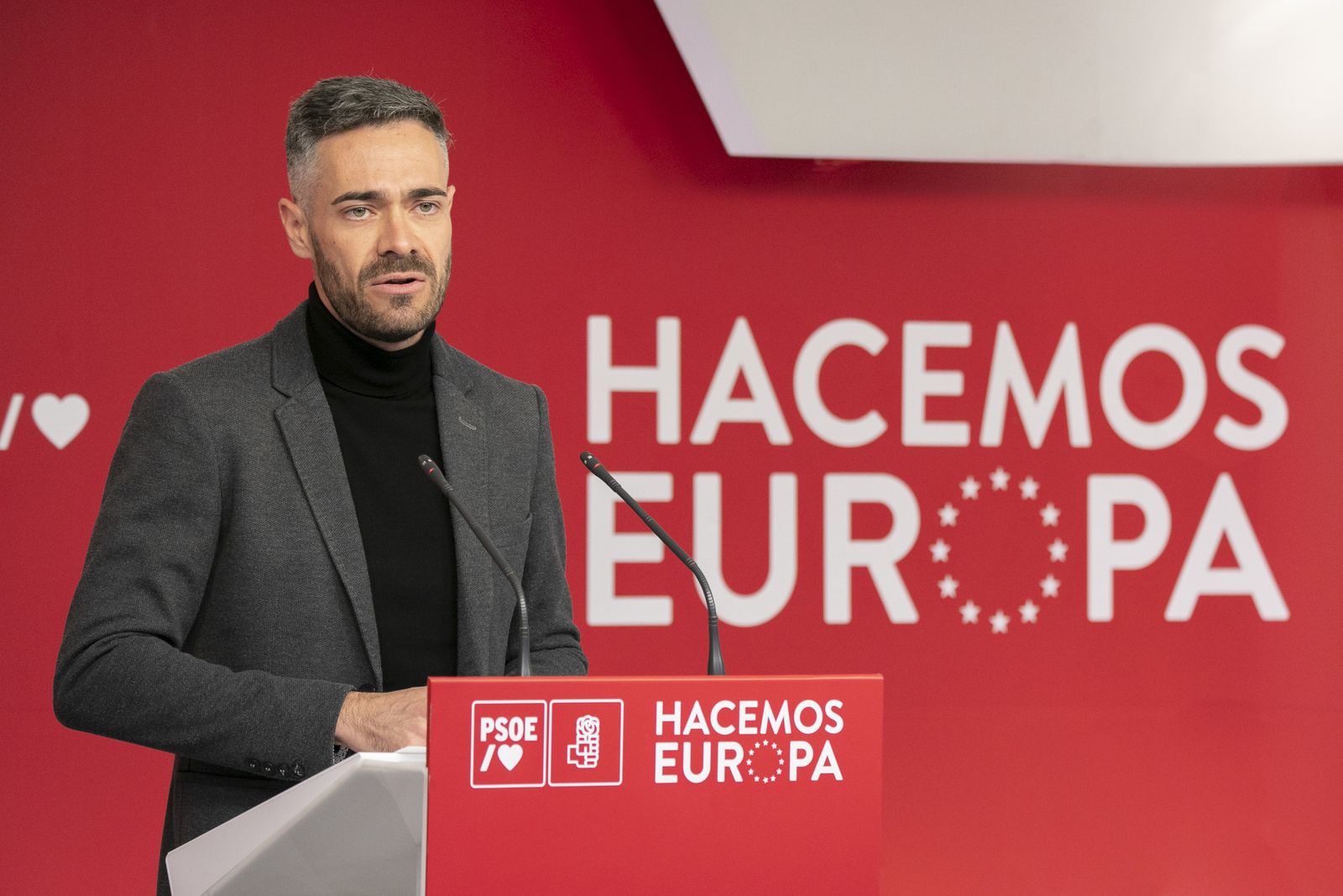El ex diputado del PSOE Felipe Sicilia, en una rueda de prensa en Ferraz el pasado año.