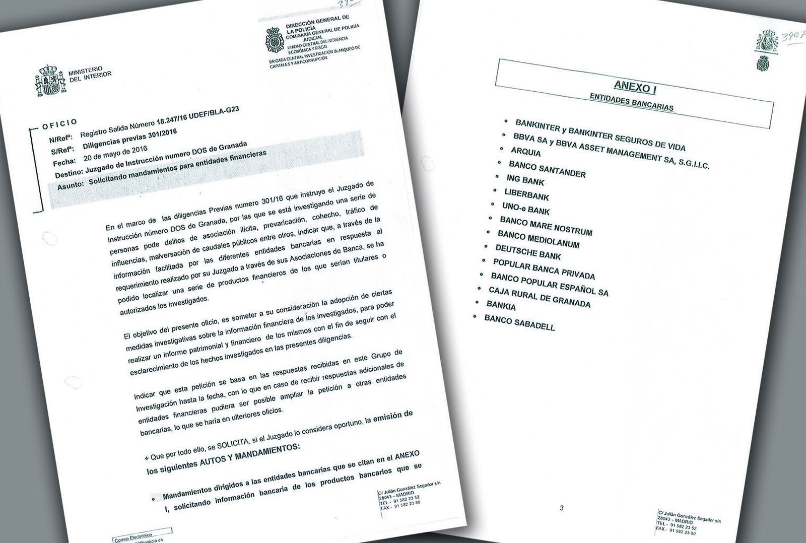 Petición de la UDEF al Juzgado de Instrucción 2 para investigar las cuentas bancarias.