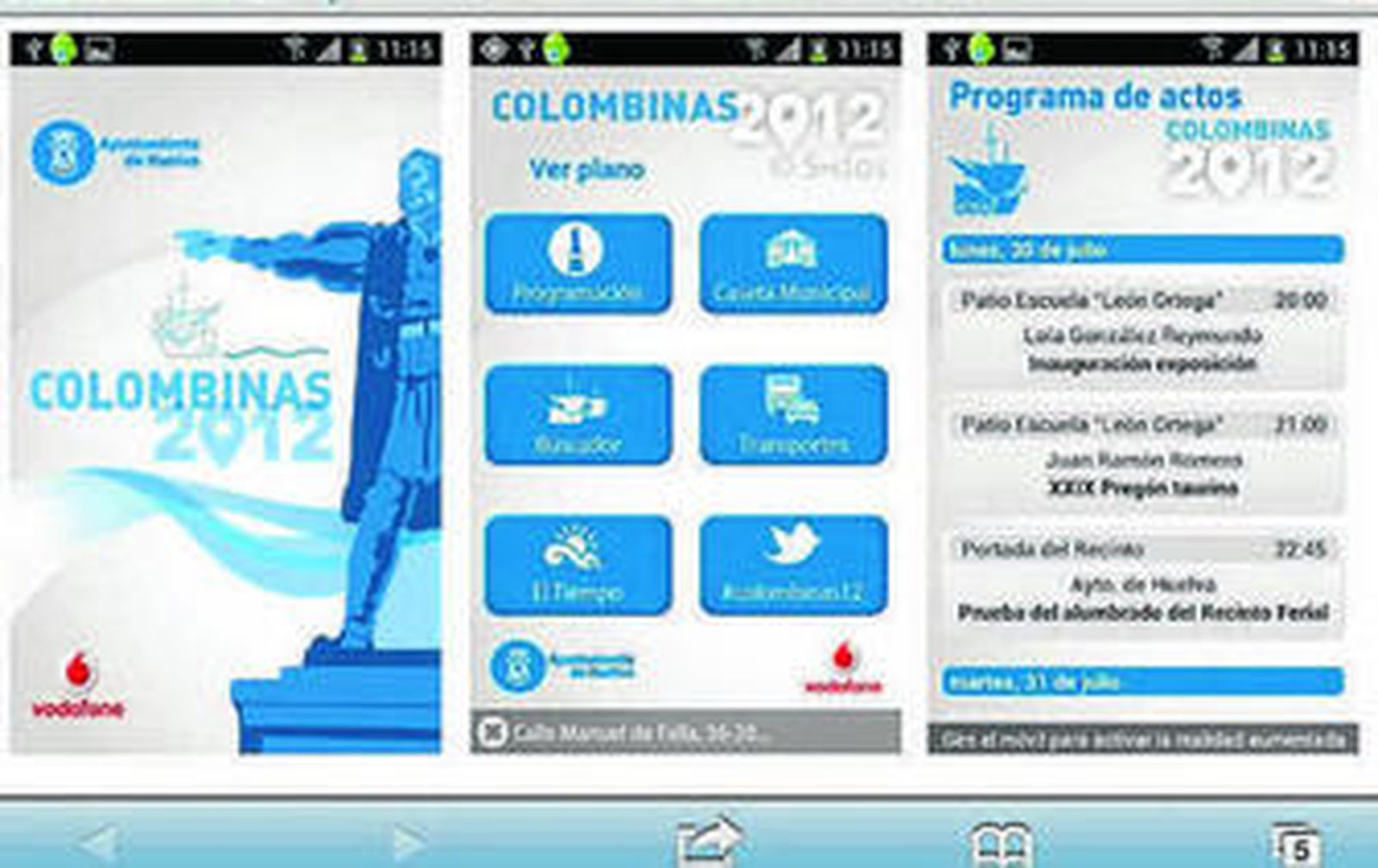 Aplicación móvil 'Colombinas 2012'.