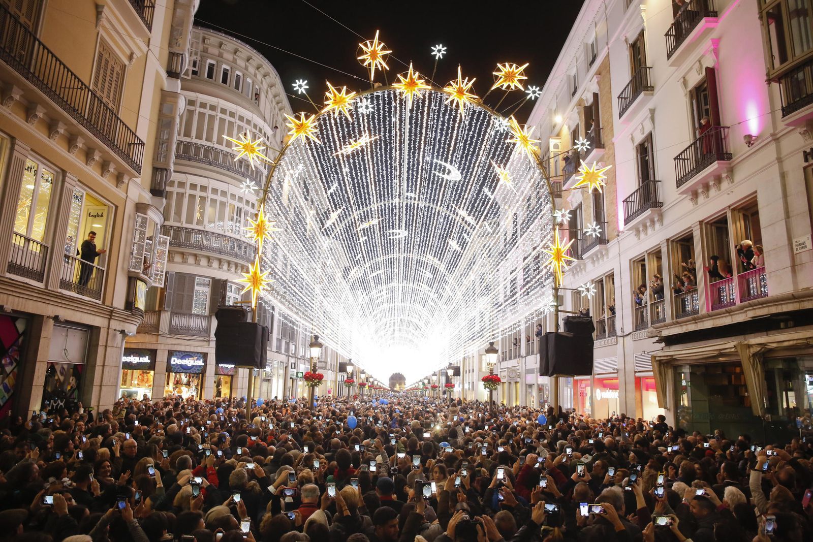 Encendido del alumbrado de Navidad en Málaga