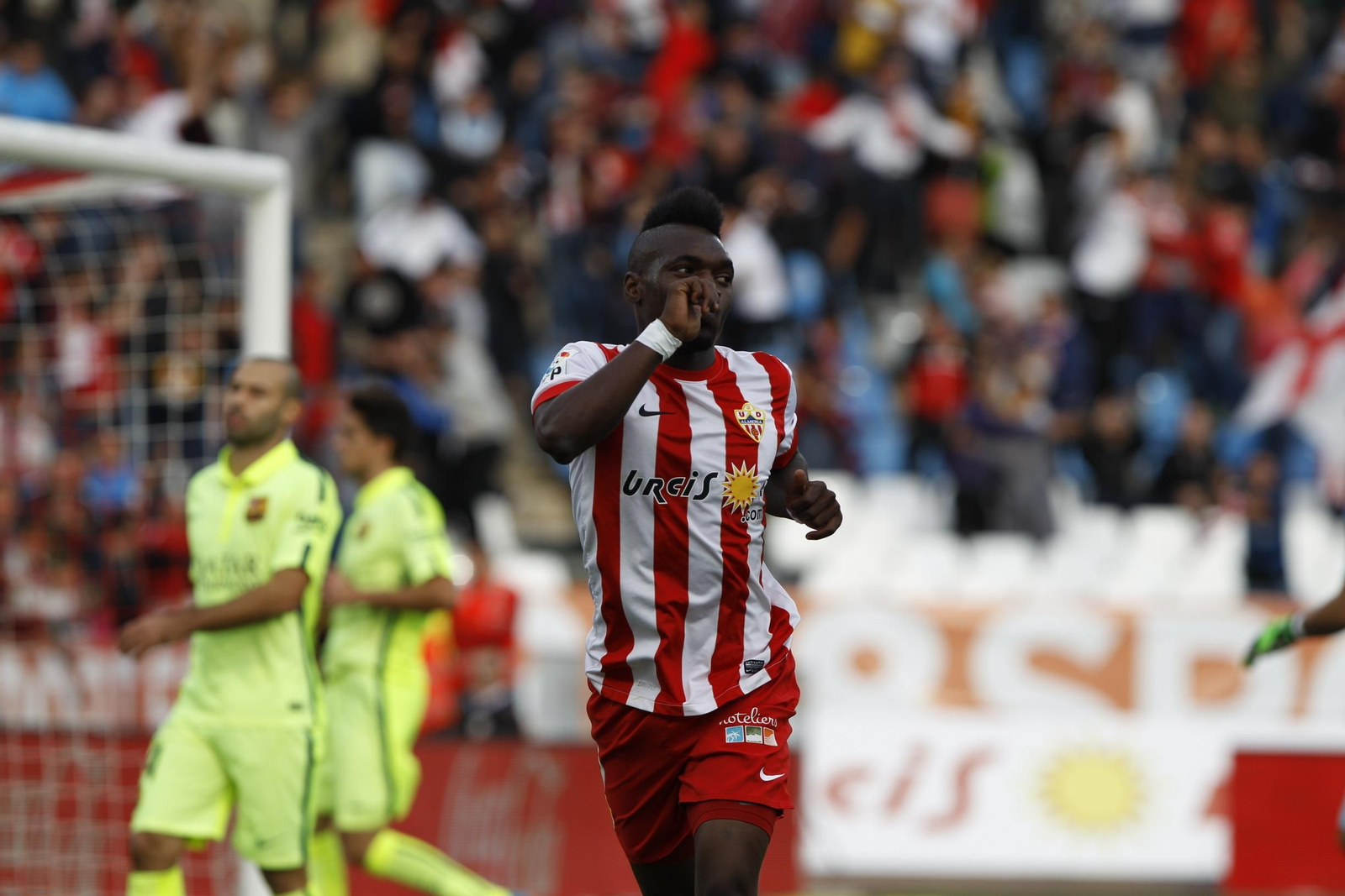 Thievy celebra un gol ante el FC Barcelona en la última visita de los azulgranas.