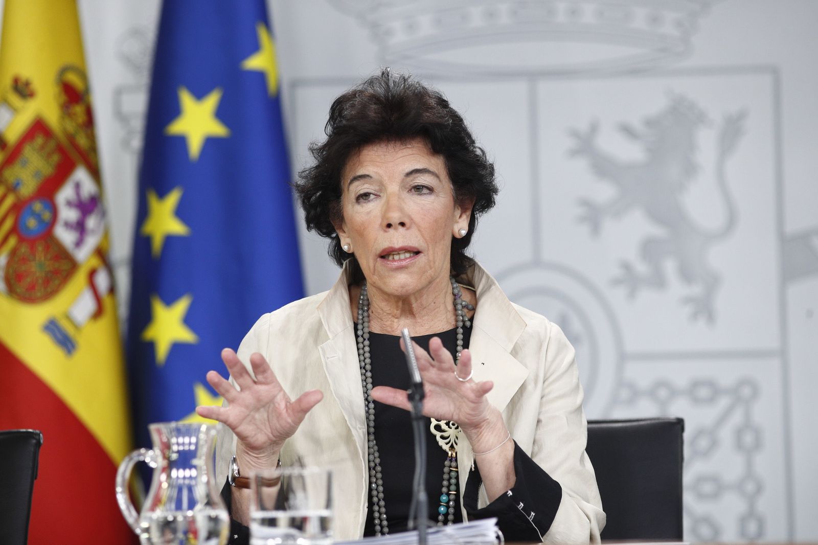 Isabel Celaá, en la rueda de prensa del Consejo de Ministros.