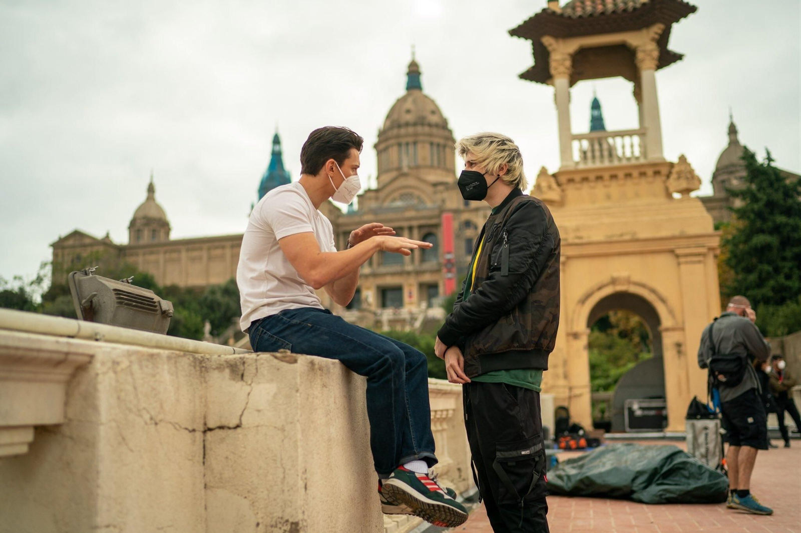 El Rubius, con Tom Holland en el rodaje de 'Uncharted'