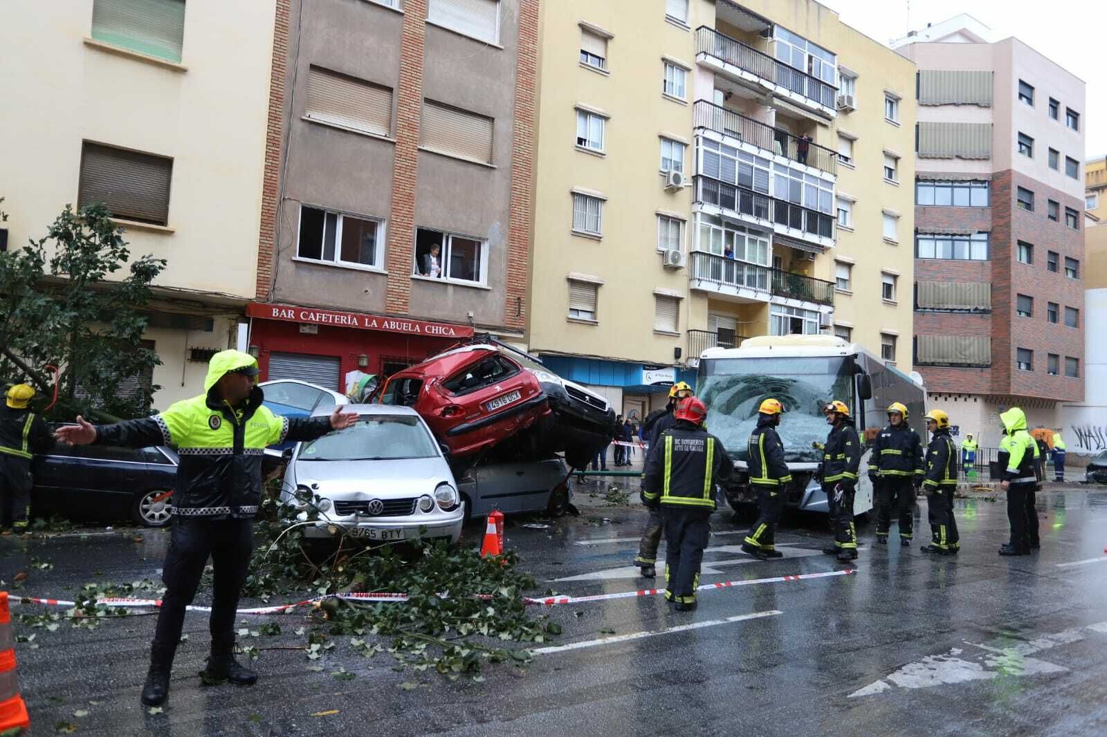 Fotos del accidente del autobús en Málaga