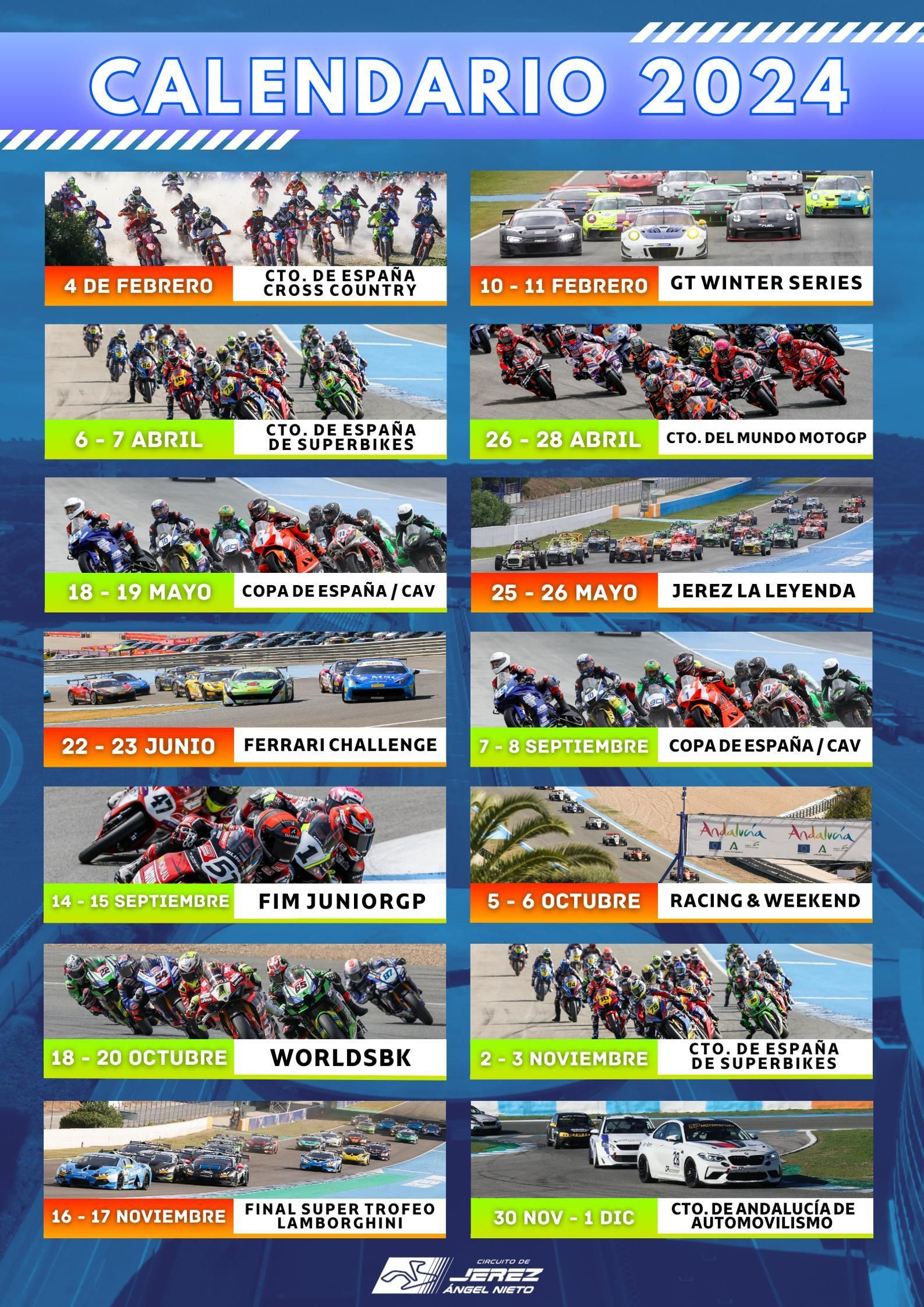 Calendario de pruebas de 2024 en Jerez. Calendario de pruebas de 2024 en Jerez.