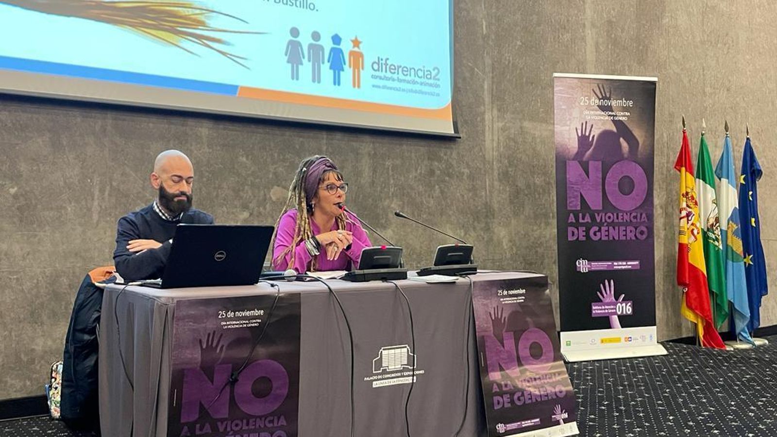 Raquel Ñeco en el acto contra la violencia de género.