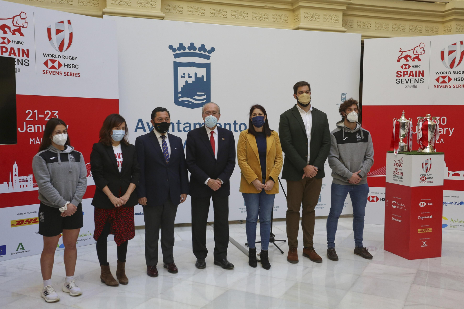 La presentación de las HSBC World Rugby Sevens Series en Málaga, en fotos