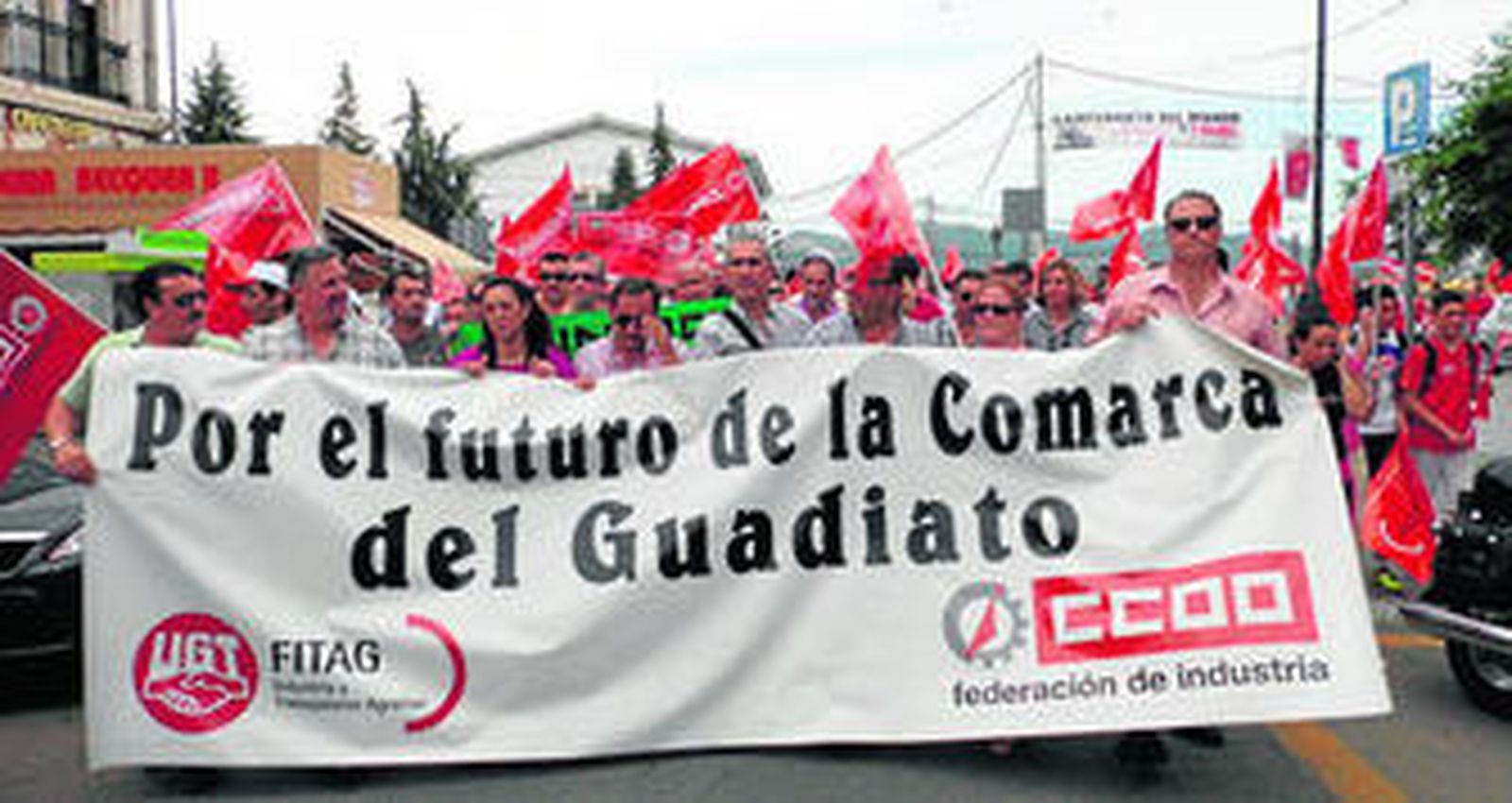 Una de las movilizaciones convocadas por los sindicatos en defensa del Miner para la comarca del Guadiato.