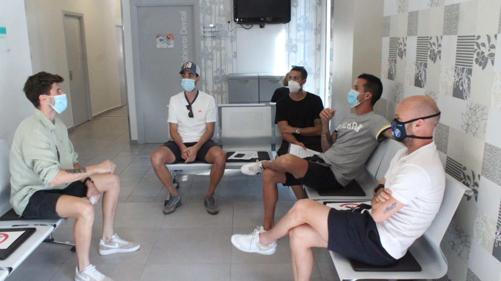 Los futbolistas del Xerez Deportivo FC, esta tarde en la Clínica Beiman.