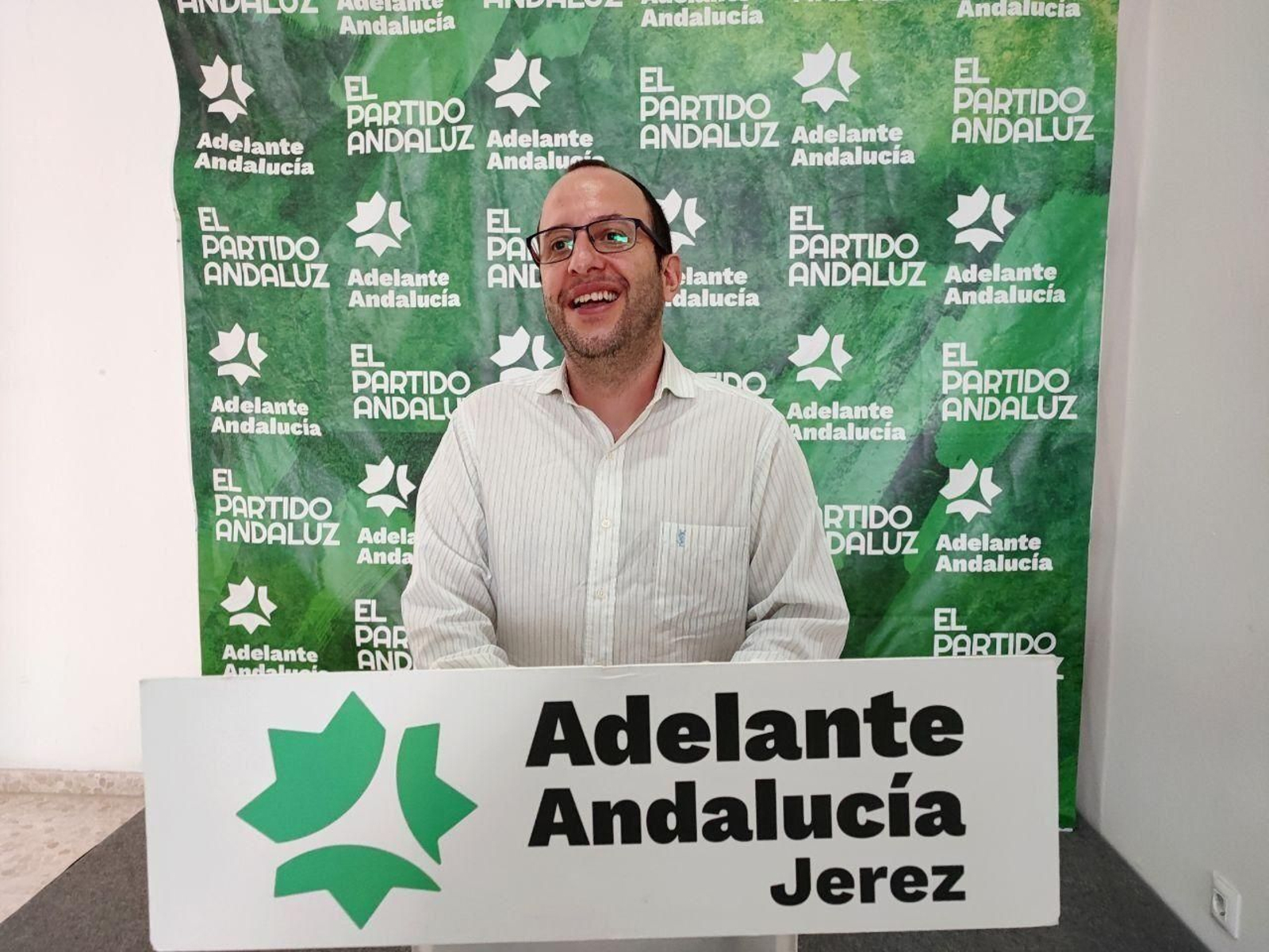El secretario de Organización de Adelante Andalucía, Néstor Salvador, en un acto en Jerez