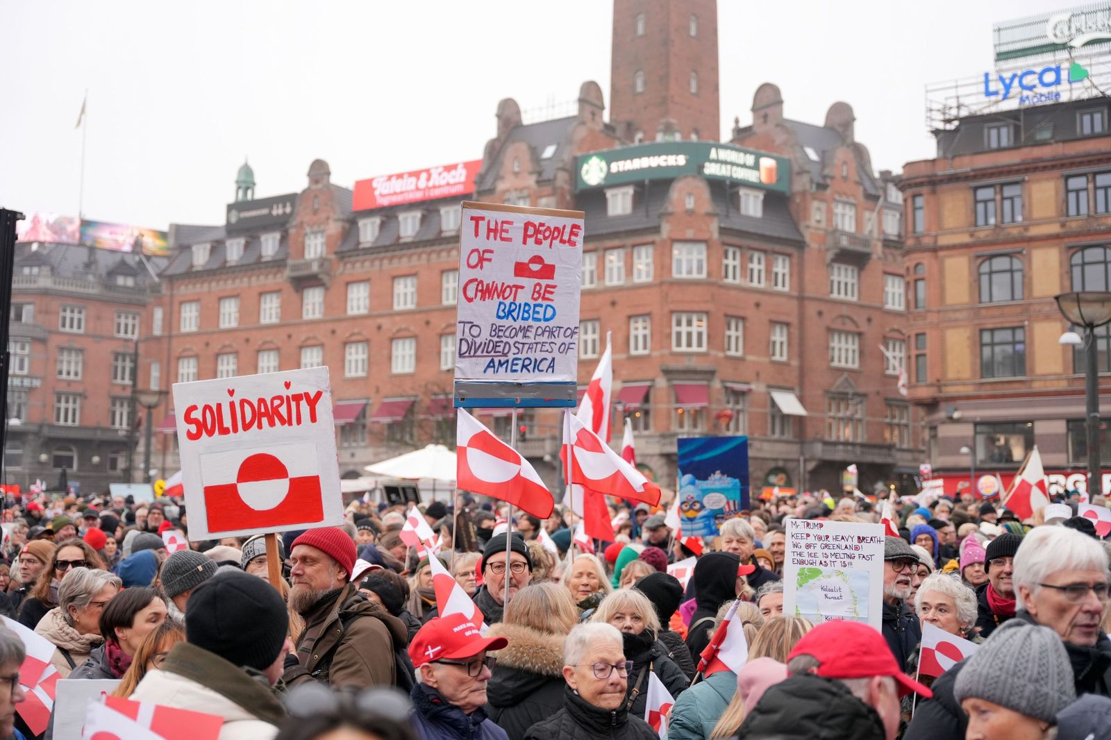 Manifestación este sábado en Copenhague contra la amenaza de Trump de anexionarse Groenlandia.