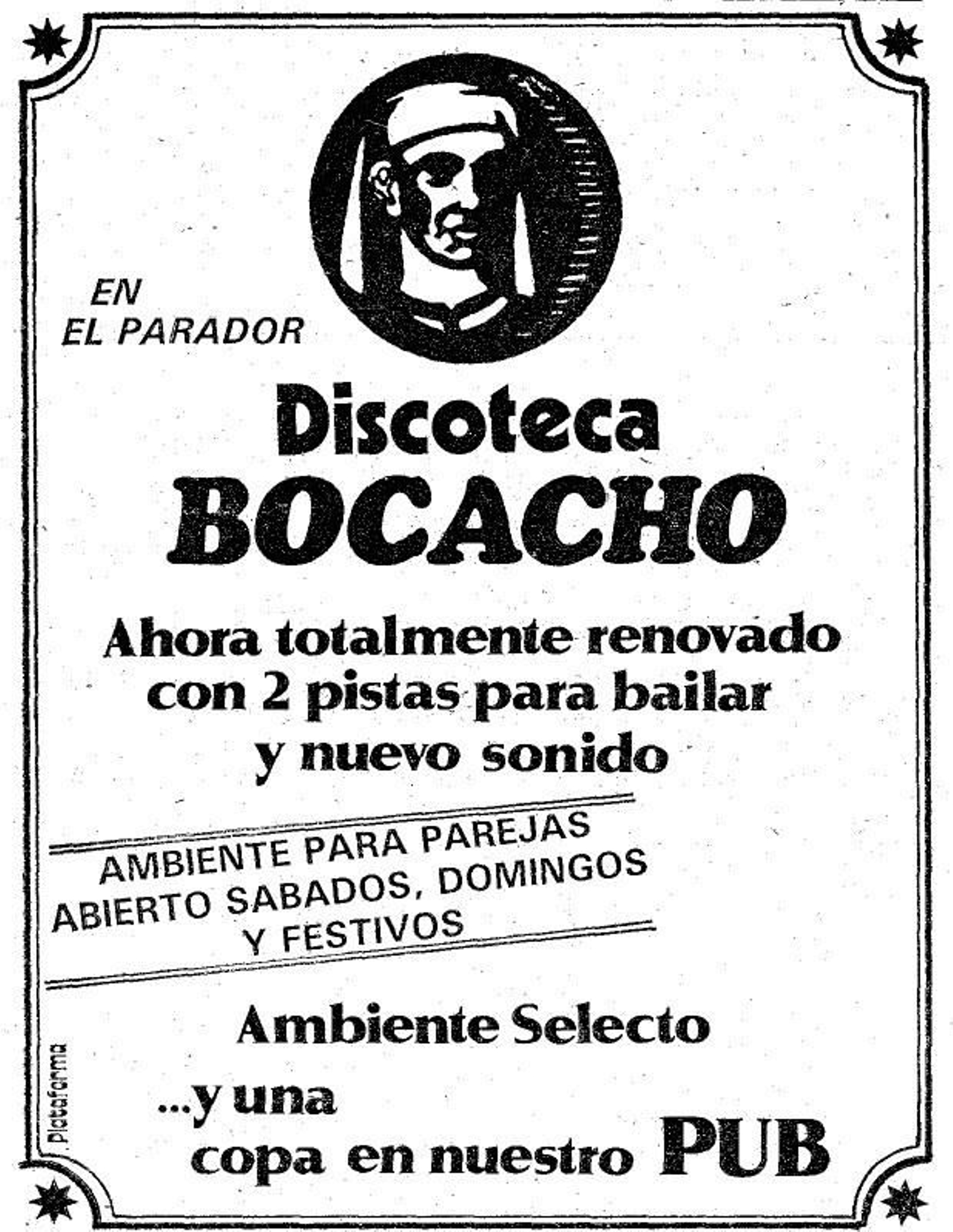 Cartel publicitario callejero de Bocacho de 1981