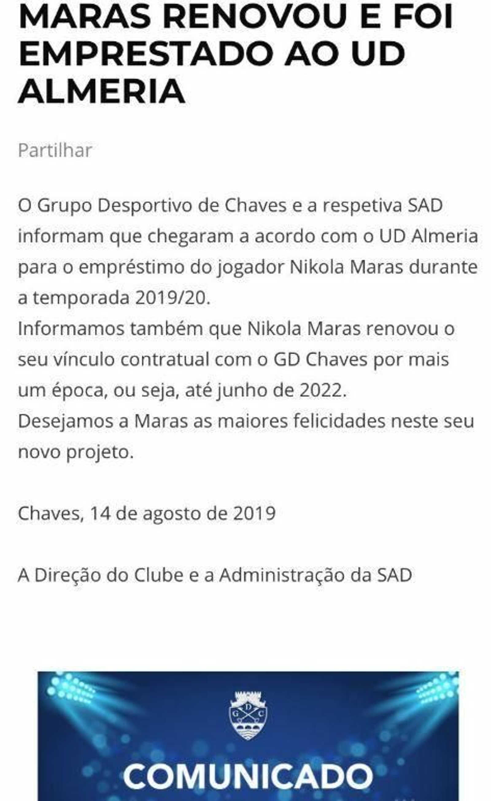 Comunicado portugués.