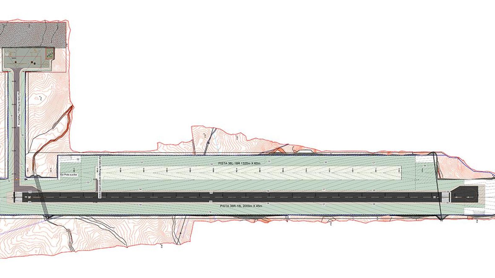 Imagen del proyecto presentado en el Miteco donde se pueden observar el trazado de las dos pistas.