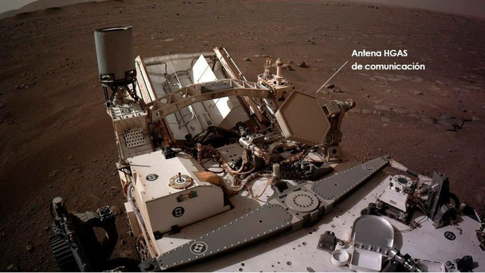 La antena española HGAS del Perseverance.