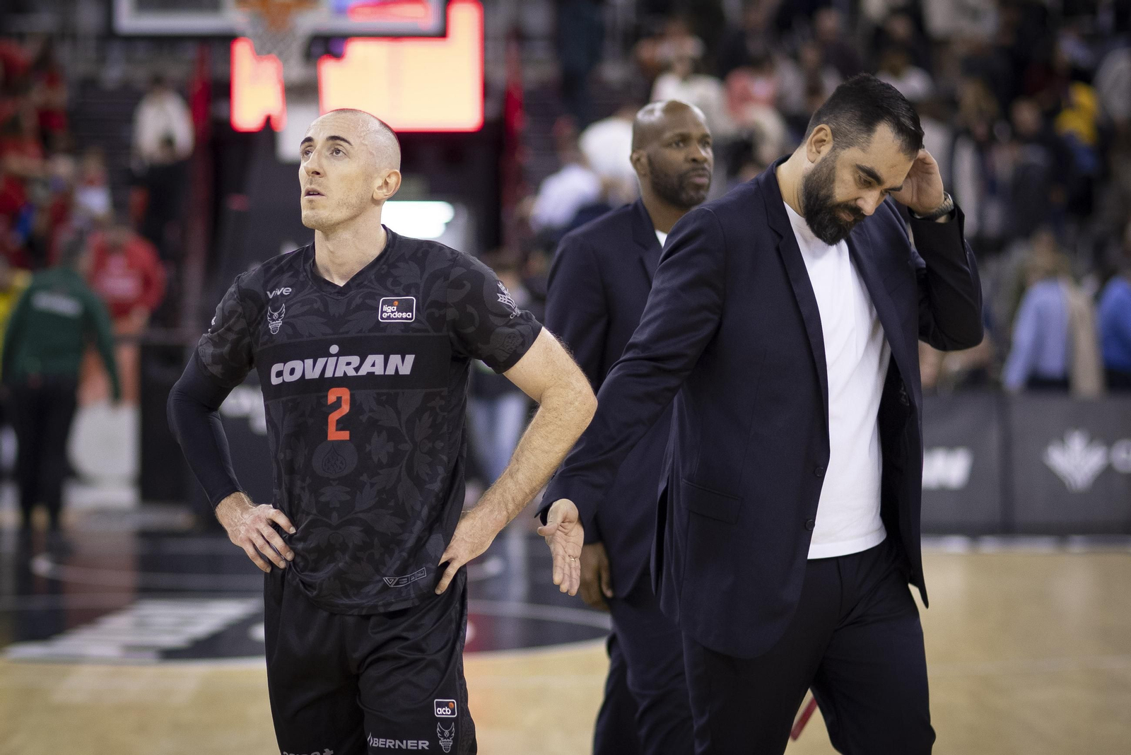 Rousselle y Ramón Díaz tras la derrota ante el Casademont Zaragoza.