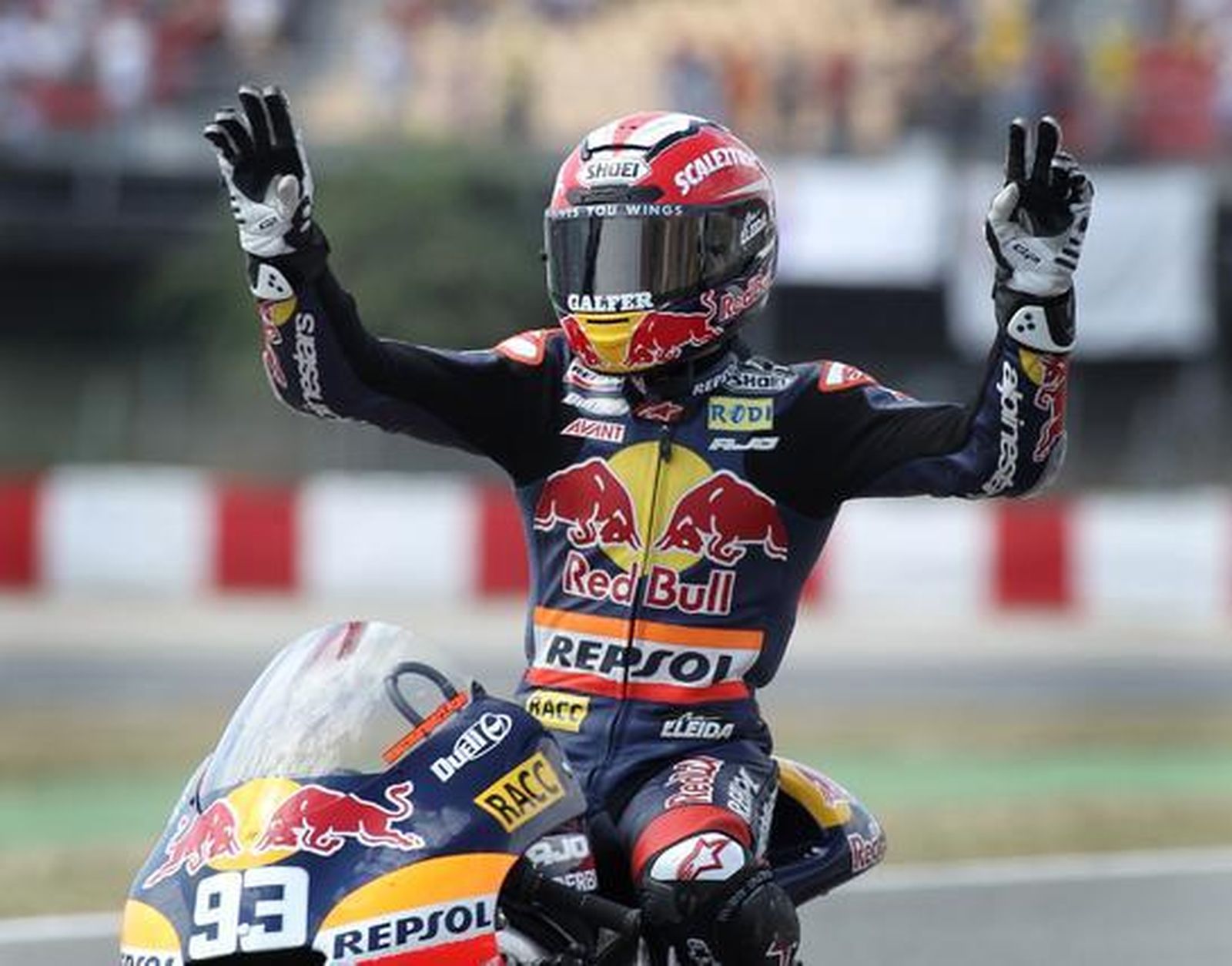 Marc Márquez celebrando su victoria.  Foto: afp