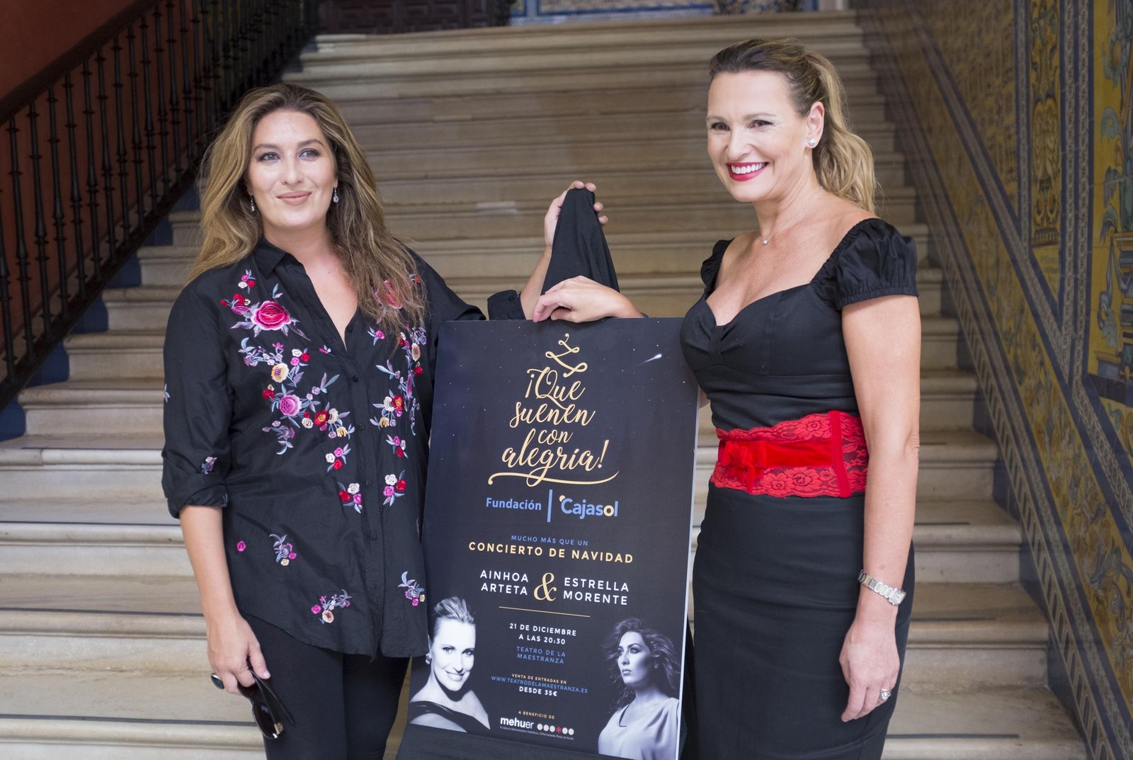 Estrella Morente y Ainhoa Arteta en la presentación del estreno de la gira '¡Que suenen con alegría!'.