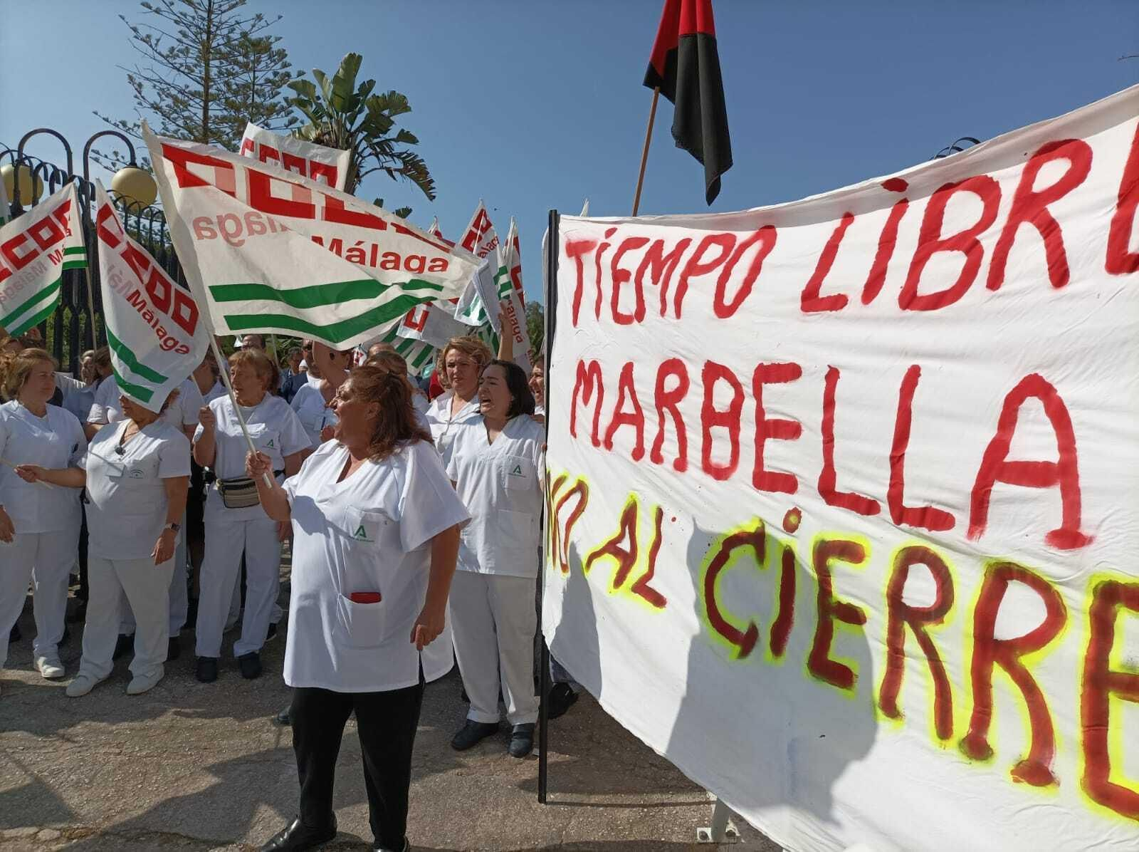 La concentración celebrada en la Residencia de Tiempo Libre de Marbella.