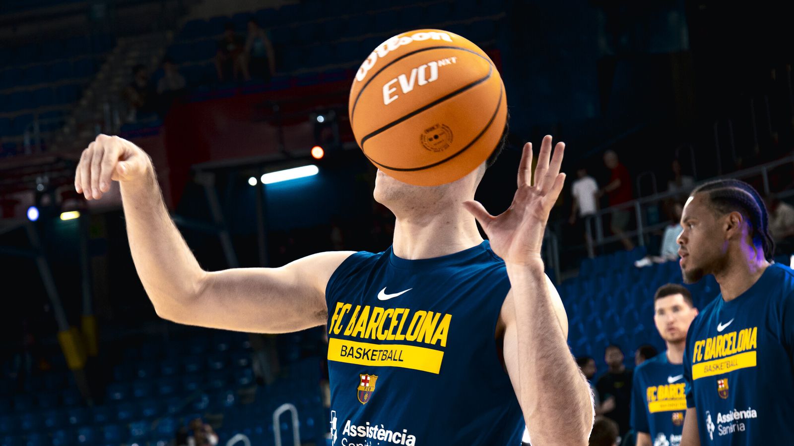 Barça-Unicaja: Calentamiento en el Palau Blaugrana