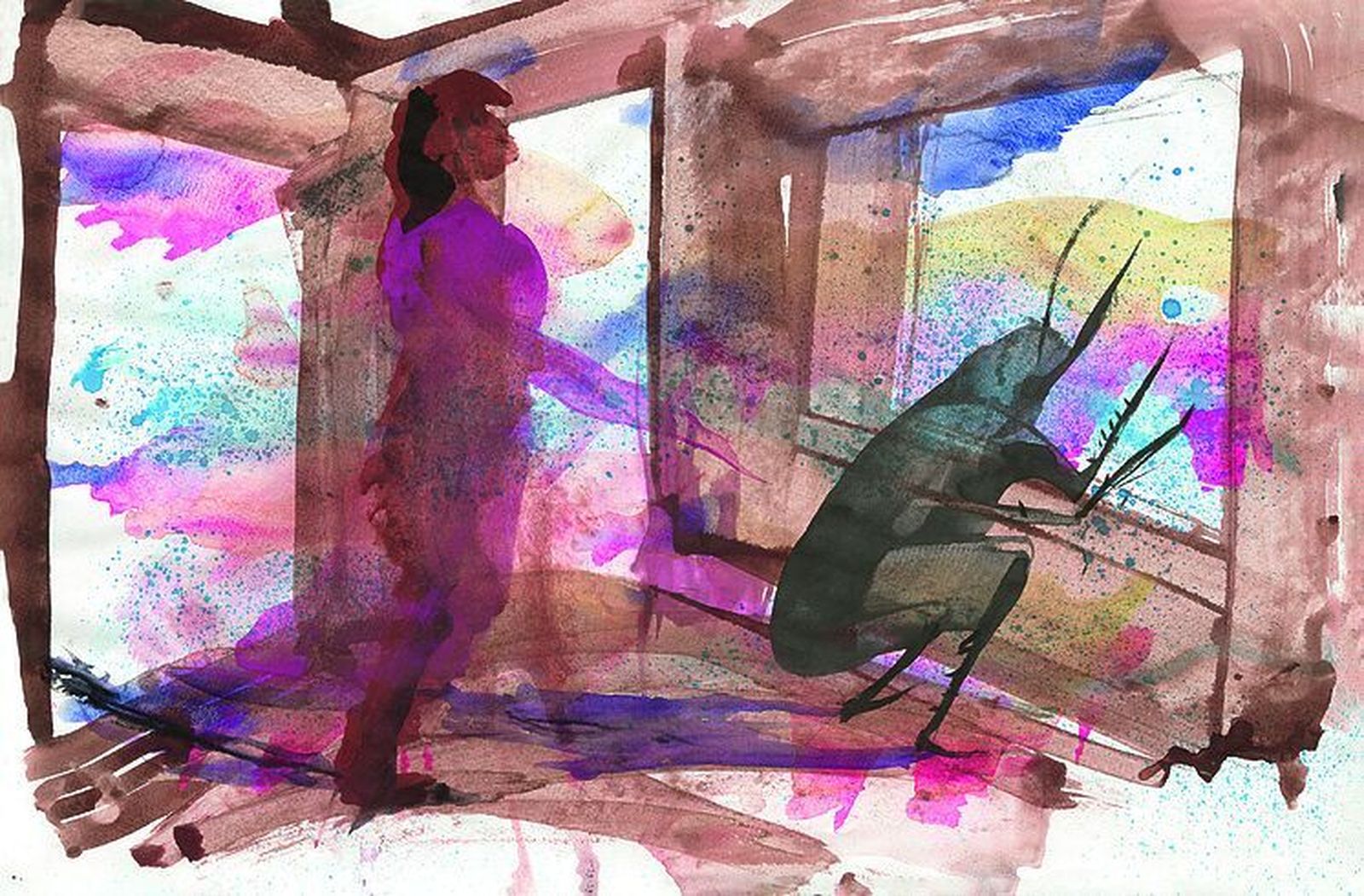 Una de las acuarelas creadas por Miquel Barceló para la nueva edición de 'La transformación' de Franz Kafka.