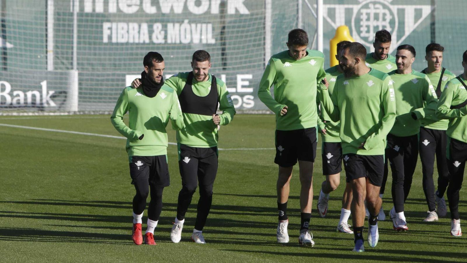 Juanmi, junto a Ruibal, en el entrenamiento de este miércoles.