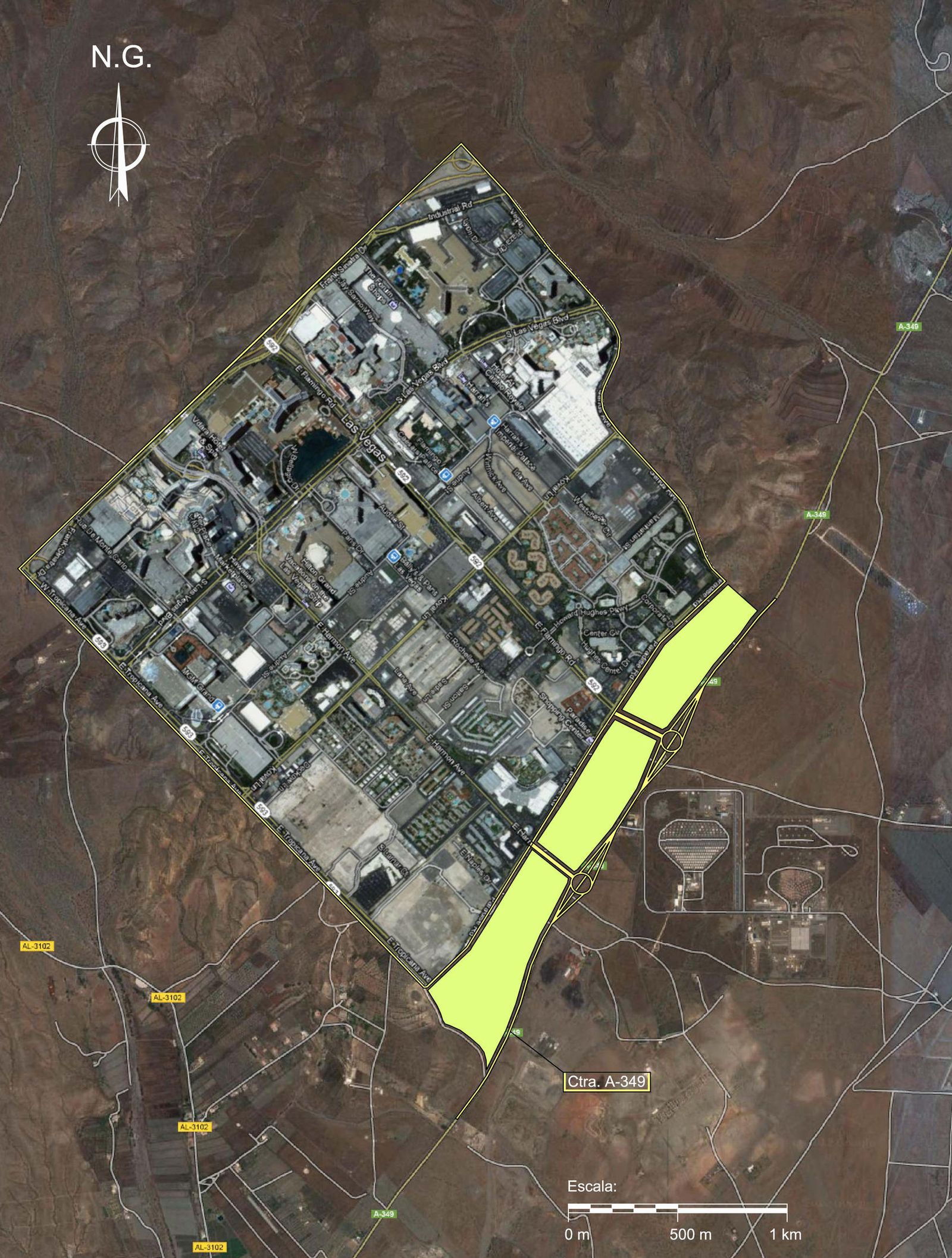 Plano de la posible ubicación de Eurovegas en Tabernas.