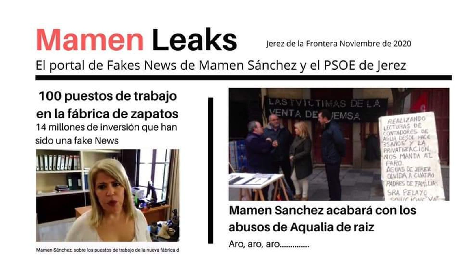 Captura de pantalla del portal web  “Mamen Leaks” de Nuevas Generaciones