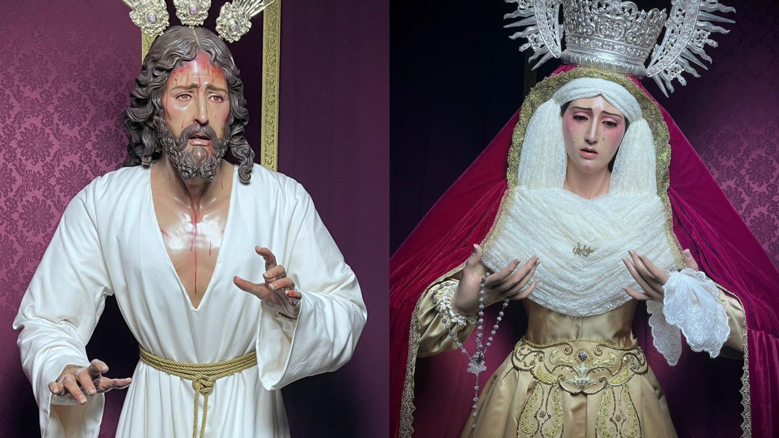 El Nazareno y la dolorosa del Rosario de esta agrupación parroquial