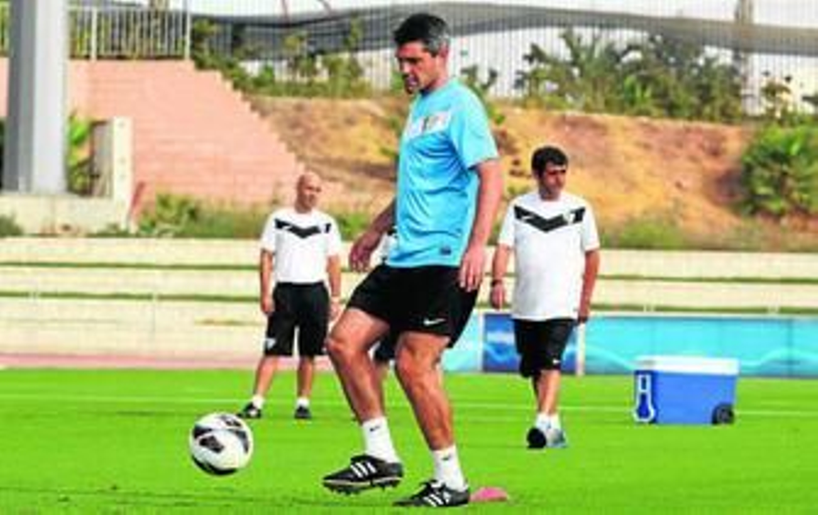 Toulalan, durante el entrenamiento de ayer.