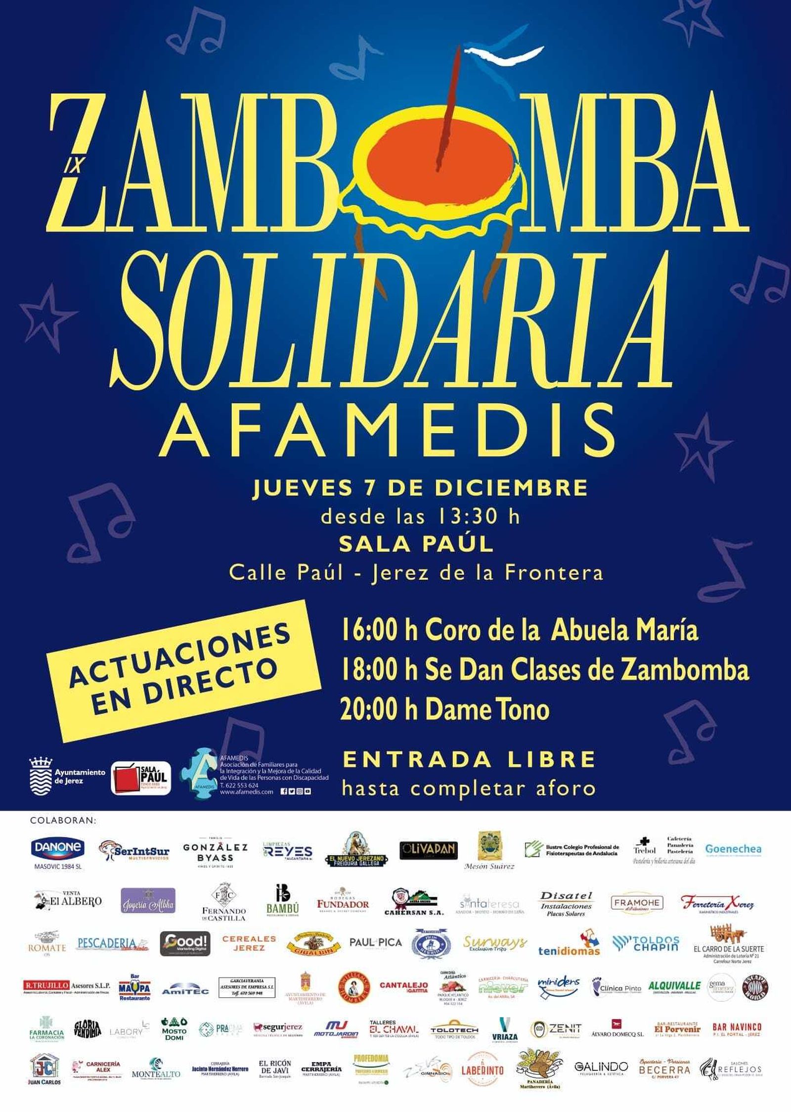 Cartel de la zambomba solidaria de Afamedis.