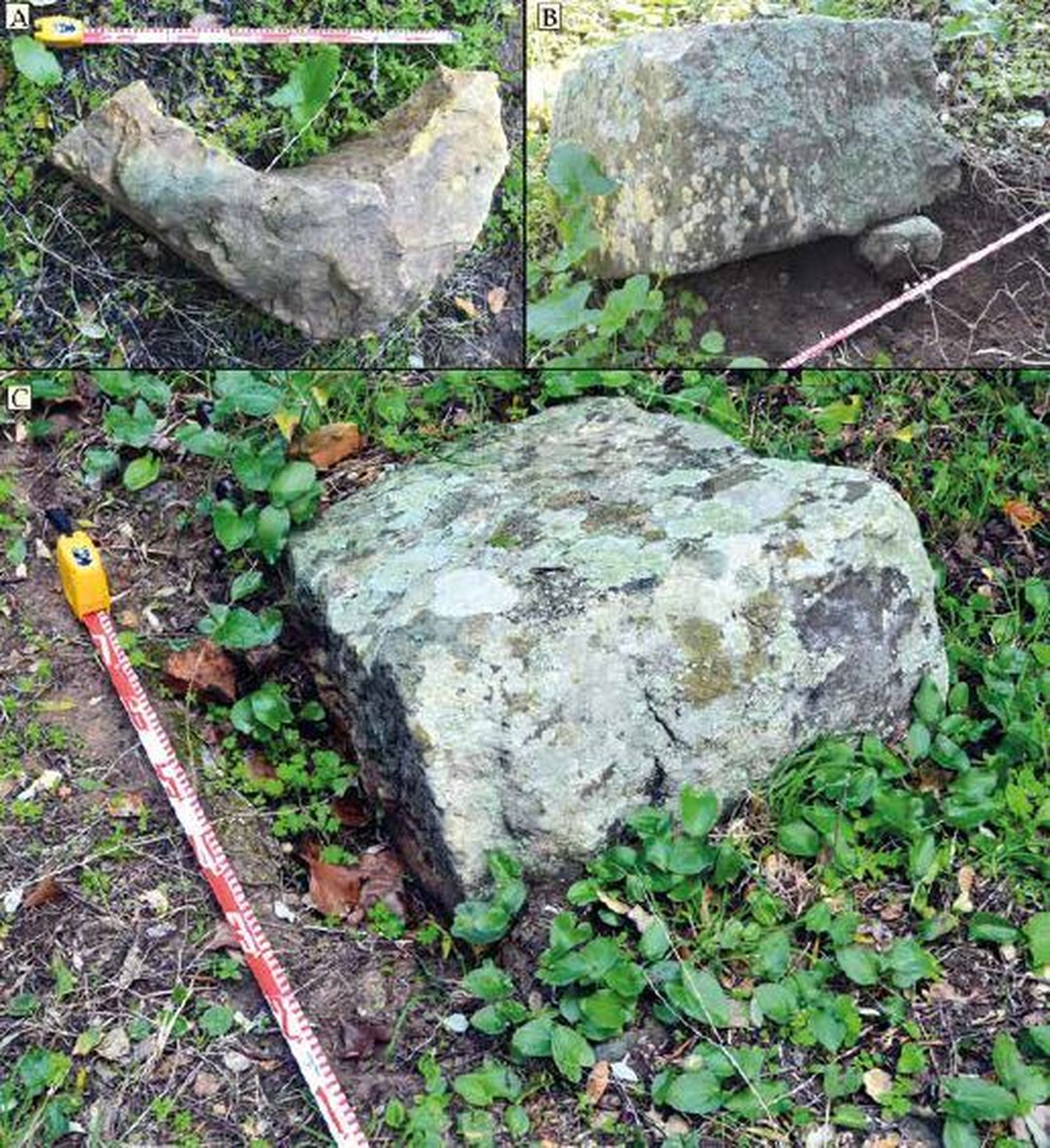 Uno de los sillares localizados en las prospecciones.