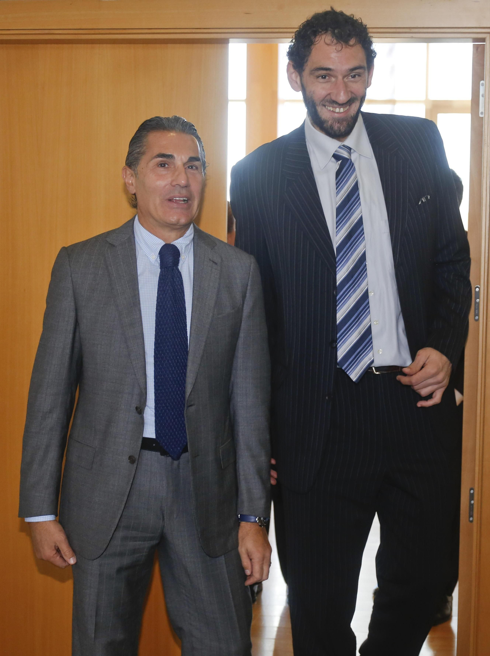 Sergio Scariolo y Jorge Garbajosa, el lunes, en Málaga. Sergio Scariolo y Jorge Garbajosa, el lunes, en Málaga.