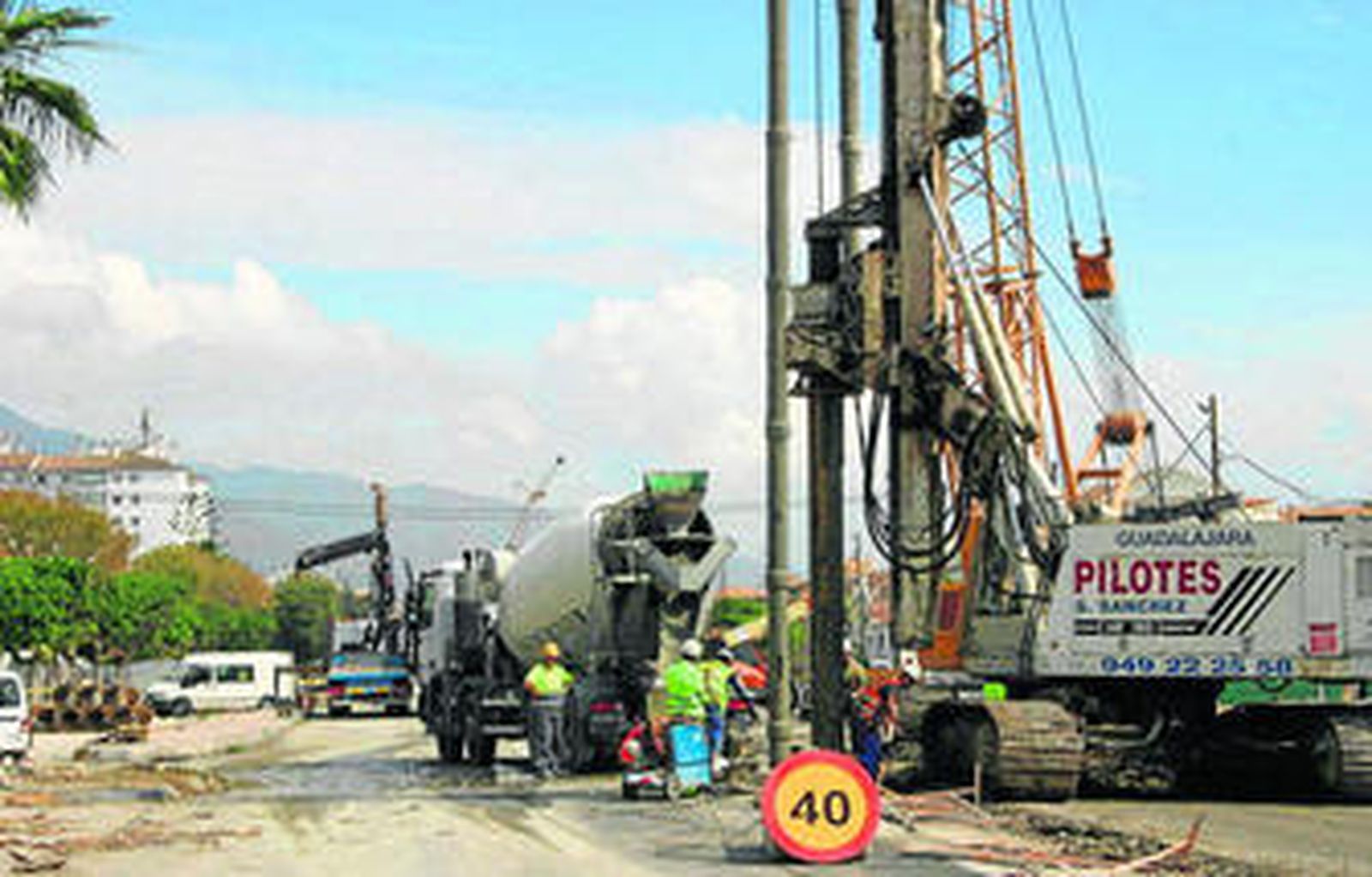 Obras del soterramiento de la travesía de San Pedro Alcántara, en Marbella.