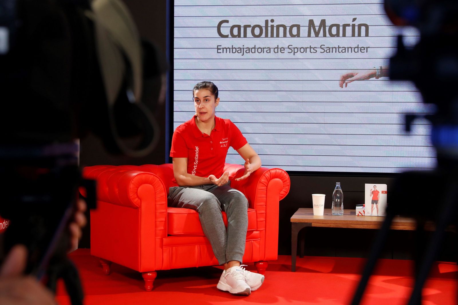 Carolina Marín, durante un acto promocional en Madrid antes de su lesión.