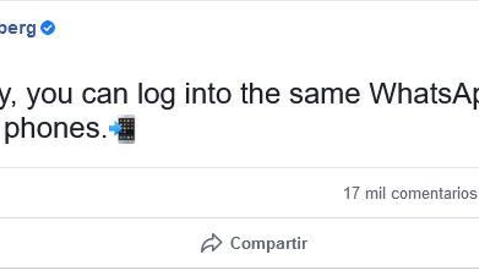 Mark Zuckerberg anuncia la posibilidad de usar la misma cuenta de WhatsApp hasta en cuatro teléfonos.