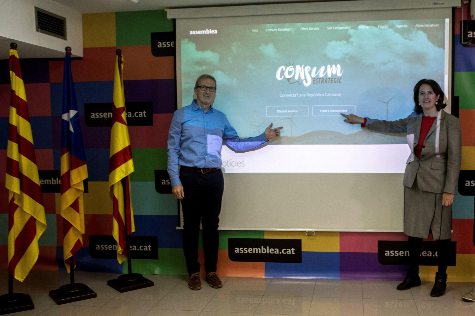 La presidenta de la ANC ,Elisenda Paluzie, este jueves durante la presentación de la campaña  para promover una lista de empresas con "valores republicanos".