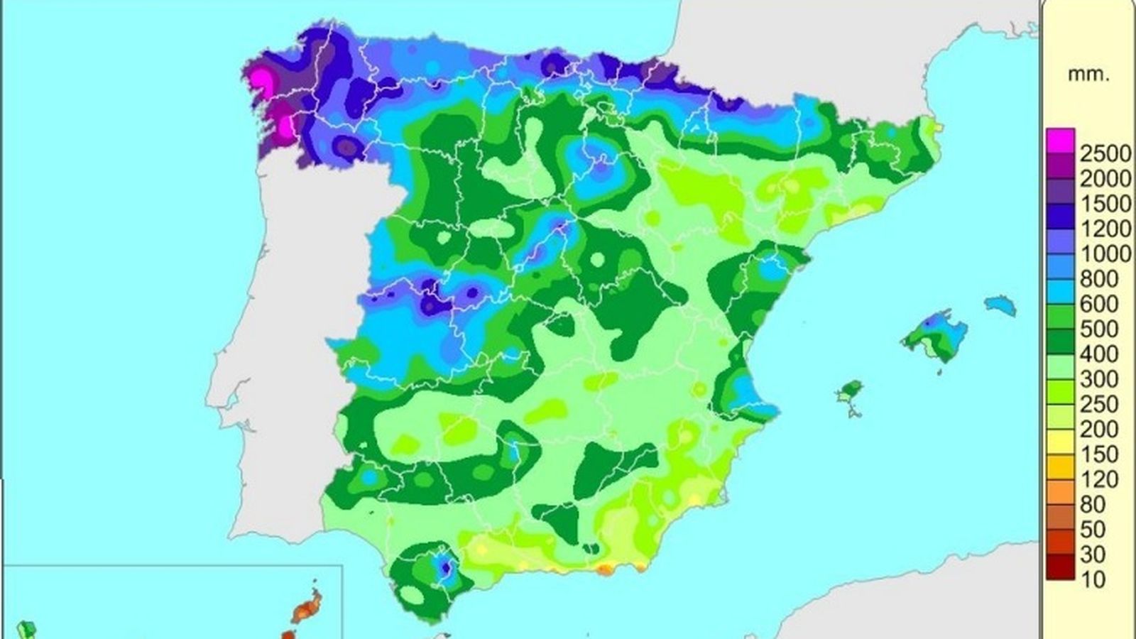 Mapa de precipitación acumulada de la Agencia Estatal de Meteorología