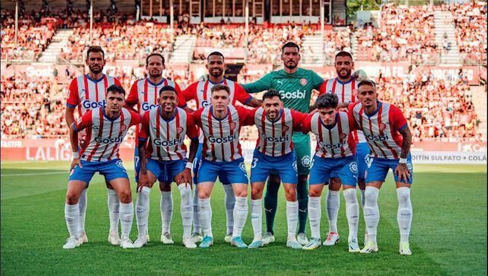 Formación inicial del Girona en su duelo con el Getafe