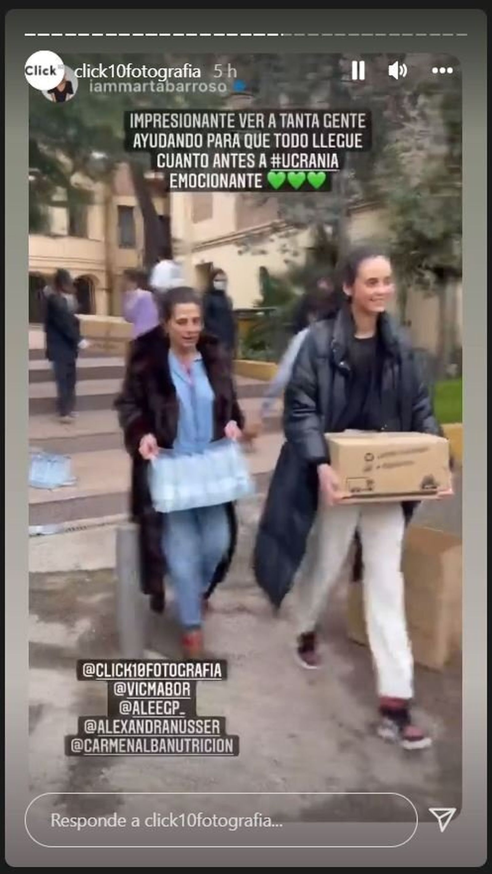 Victoria Federica, preparando material sanitario y alimentos para enviarlos a Ucrania.