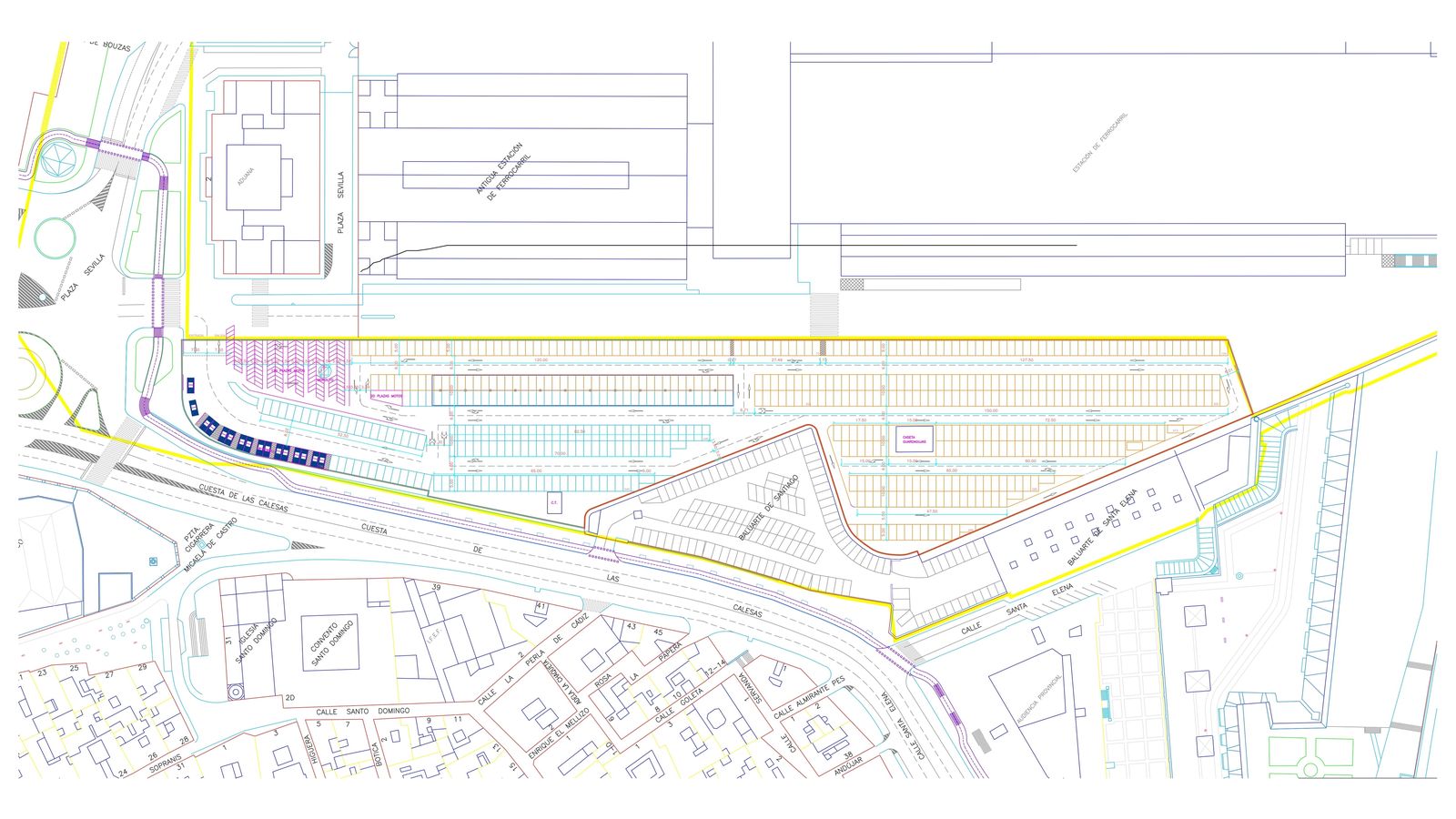 Plano de la actuación en los aparcamientos de Plaza de Sevilla.