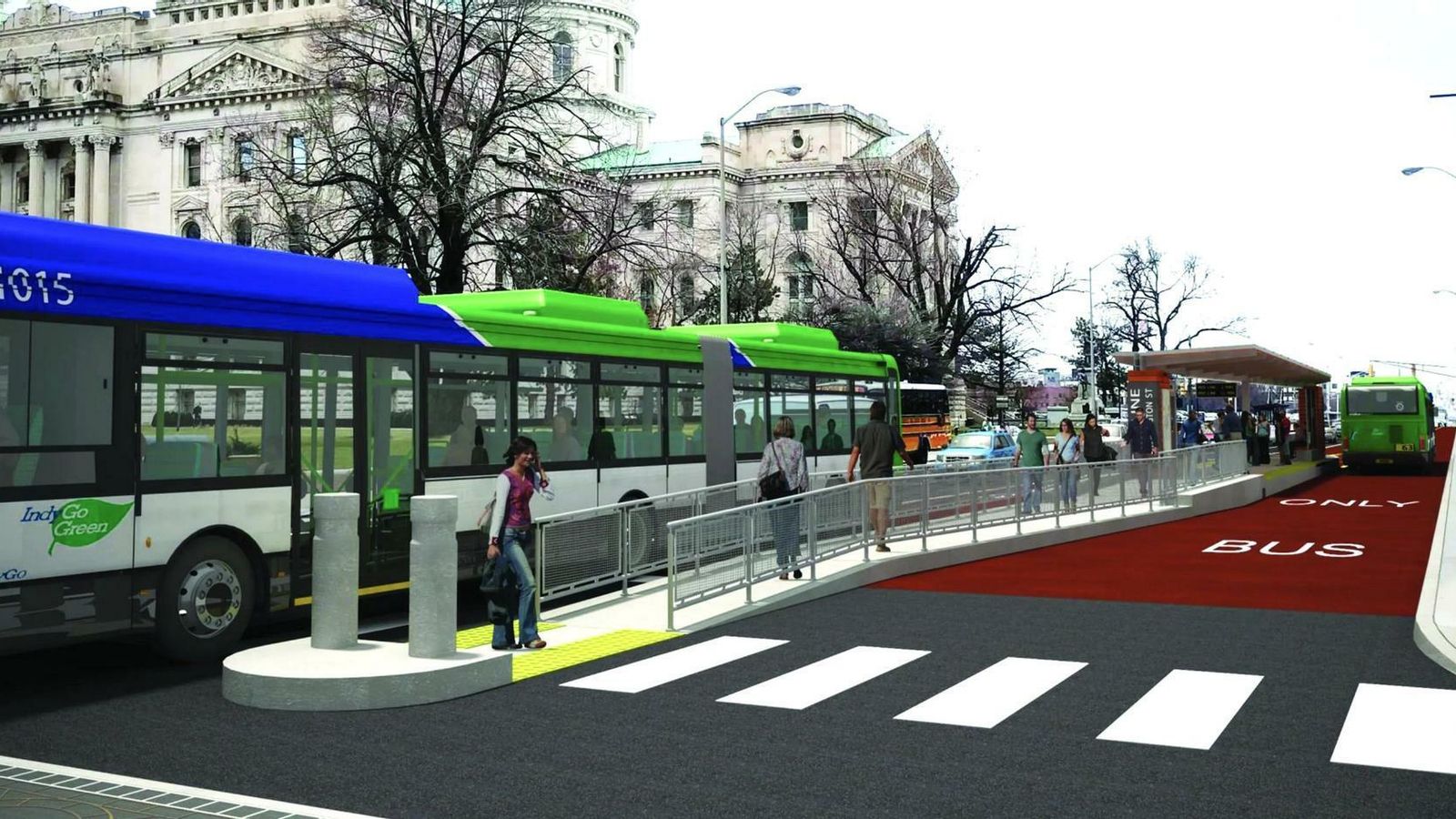 Proyecto de Buses de Tránsito Rápido (BTR) en carriles reservados y prioridad semafórica en Indianápolis (EEUU).