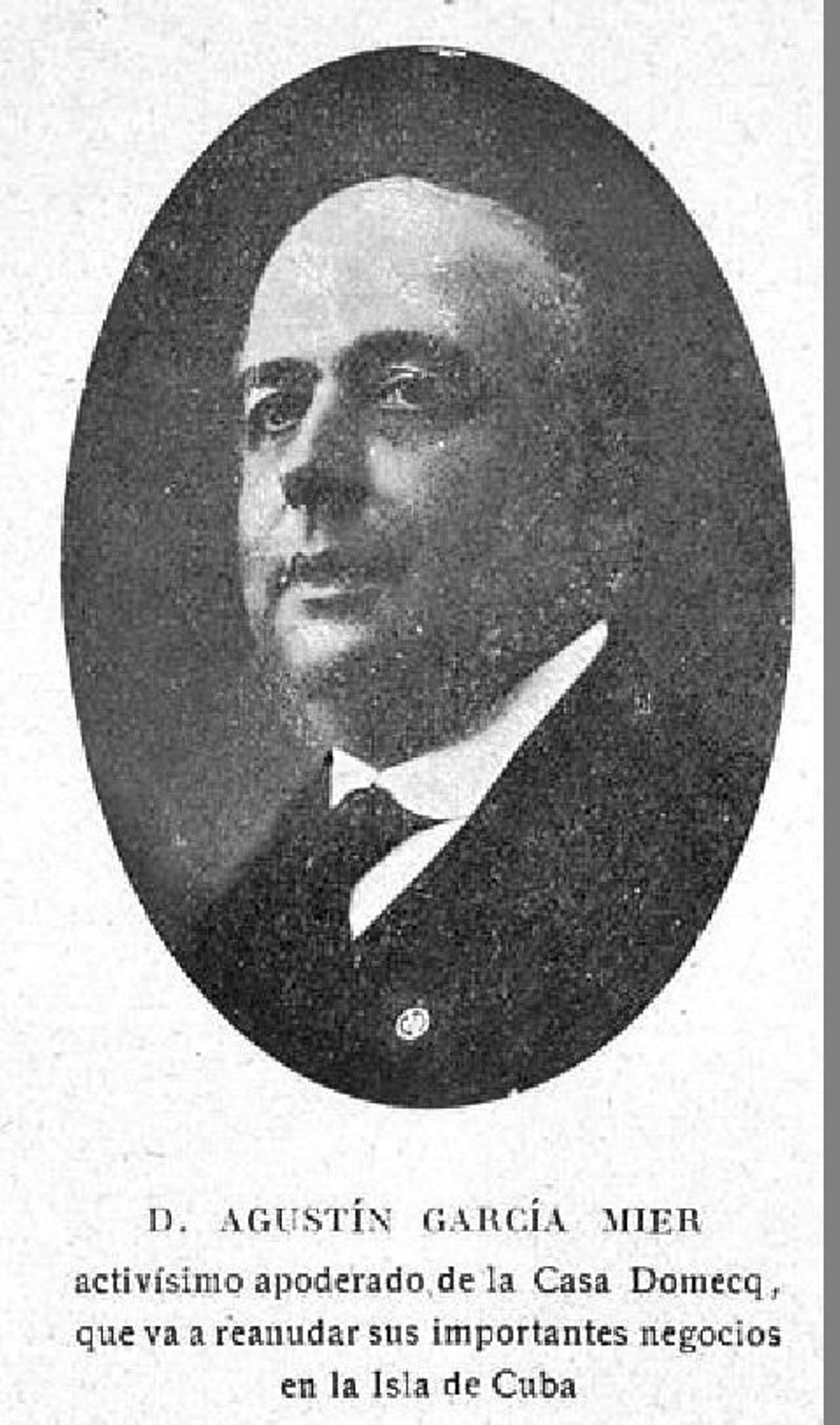 Agustín García Mier Fernández de los Ríos, agente de Domecq en Cuba.