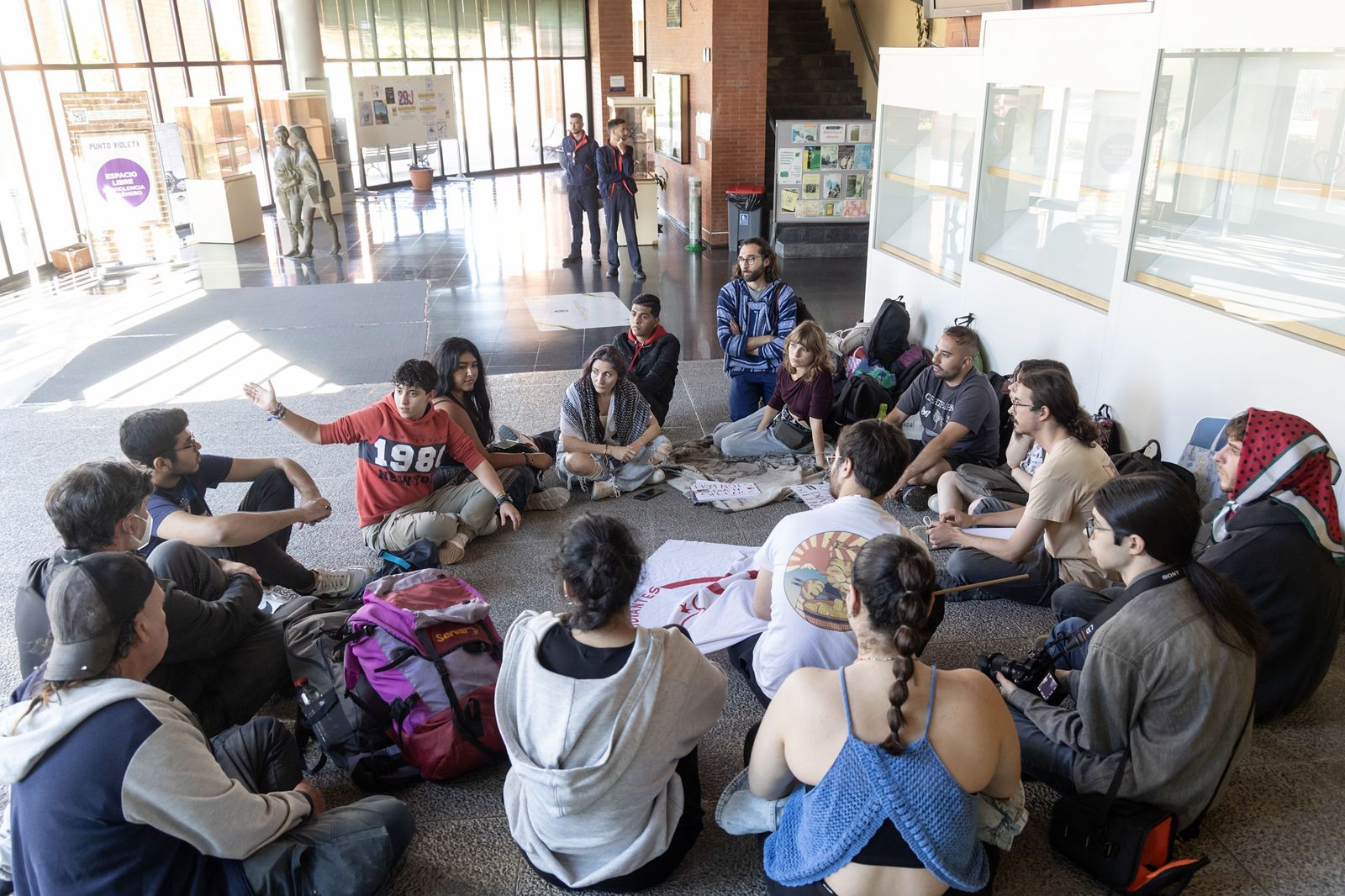 Una imagen del encierro de los estudiantes de la UMA para protestar por el "genocidio" en Gaza.